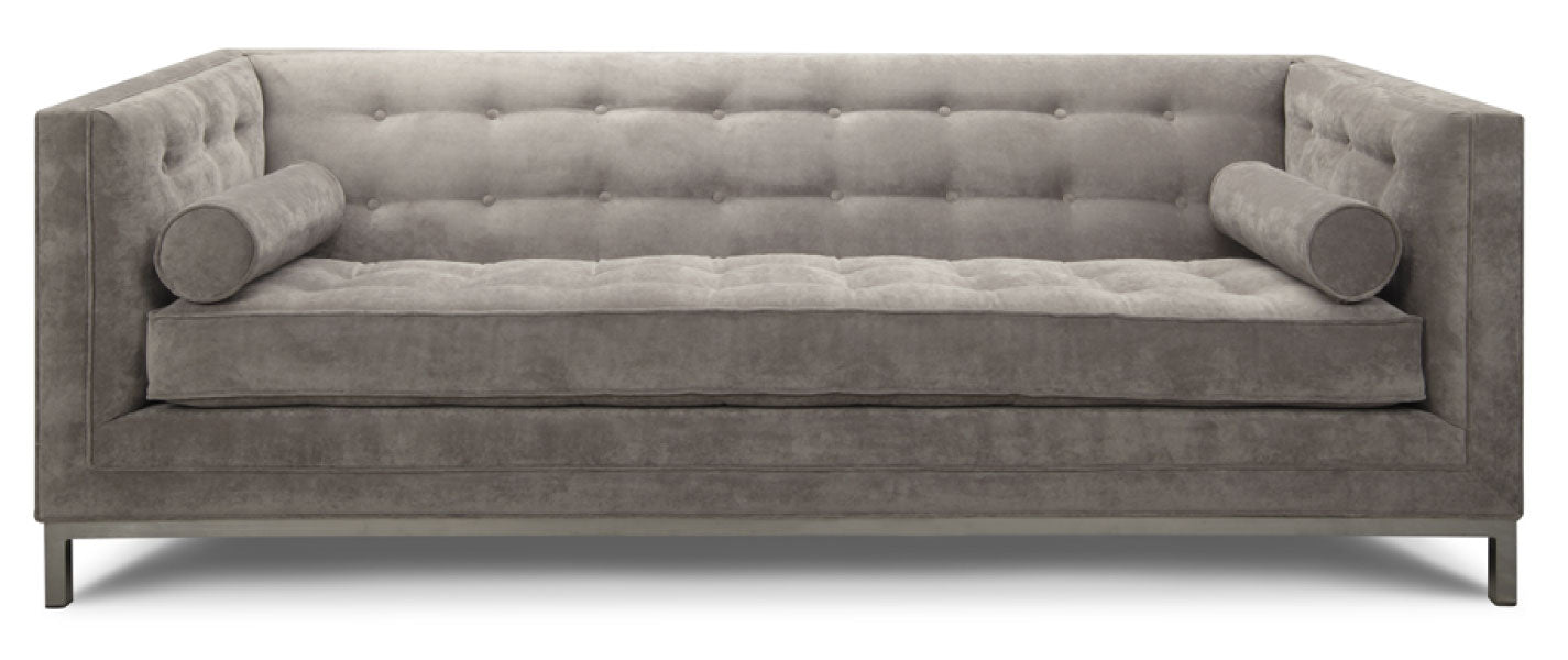 Grey Button Tufted High Arm Sofa Made In Canada