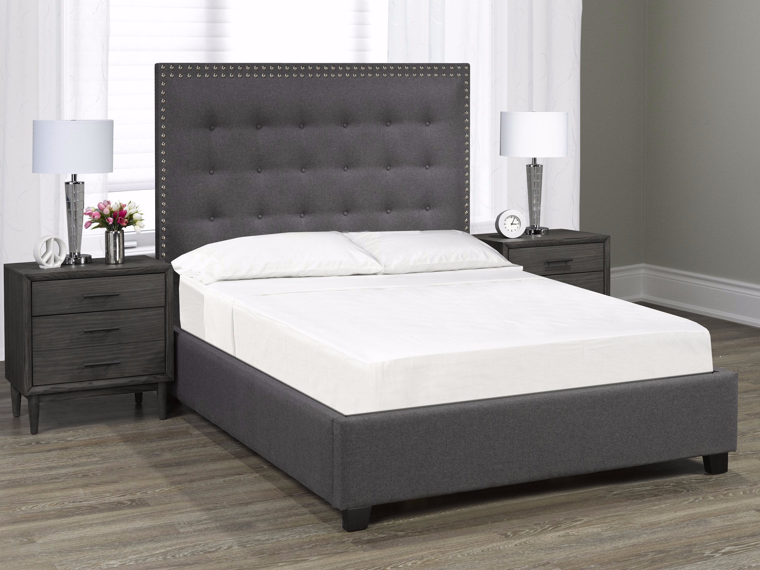 Rocklyn Platform Bed - Dark Grey Linen - Canadian Furniture