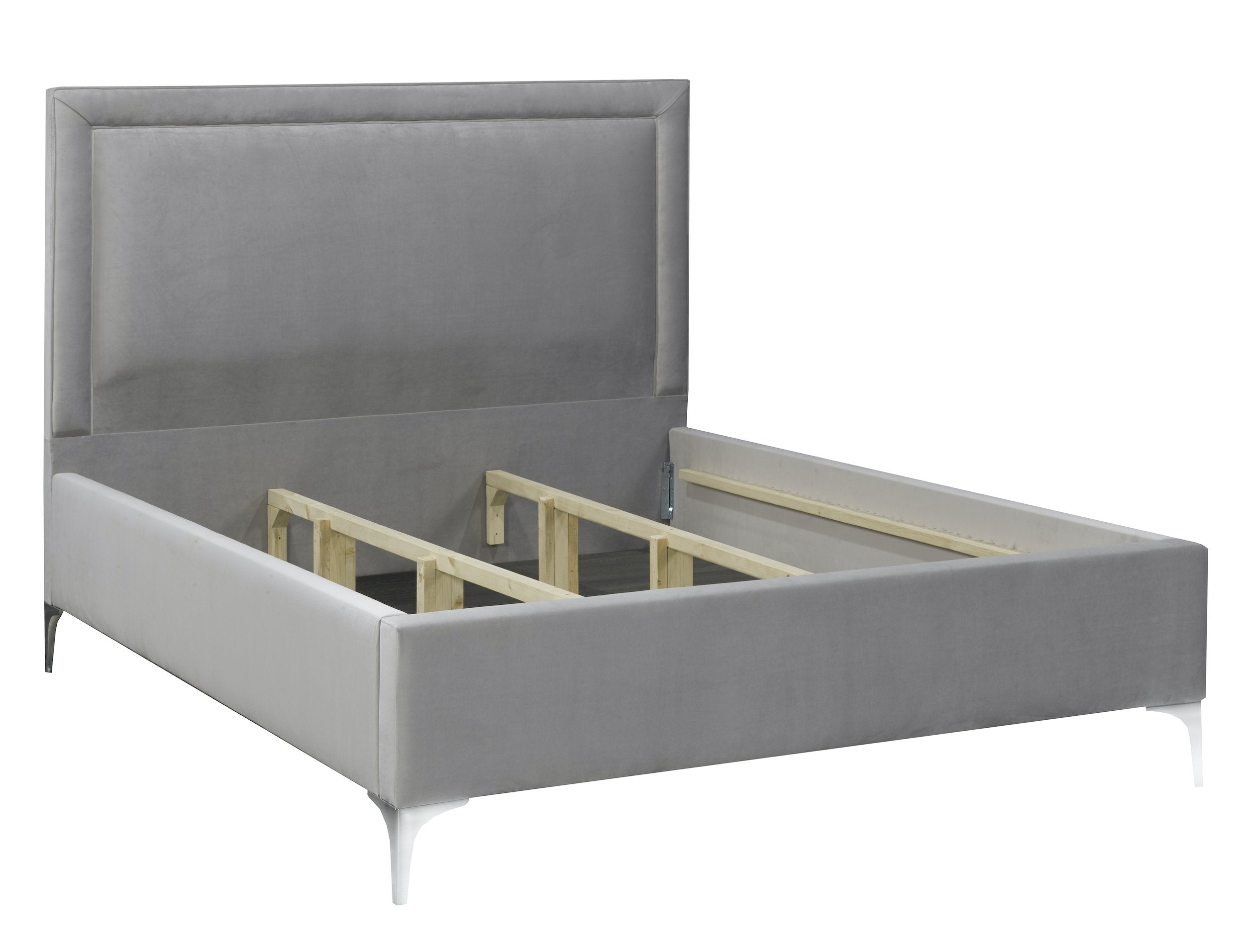Carlyle Platform Bed - Grey Velvet - Canadian Furniture