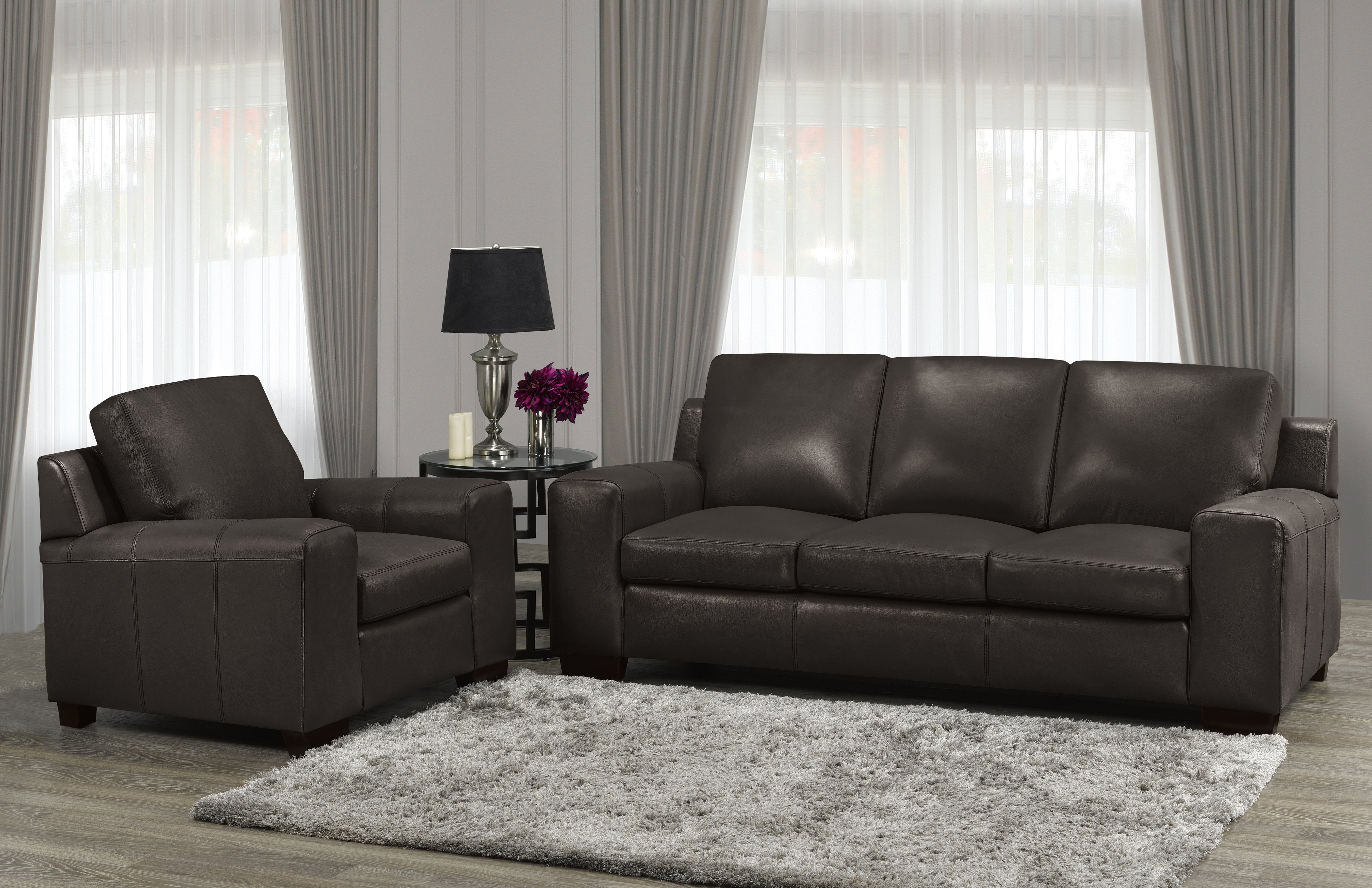 Vernon Sofa Series - Mocha Genuine Leather