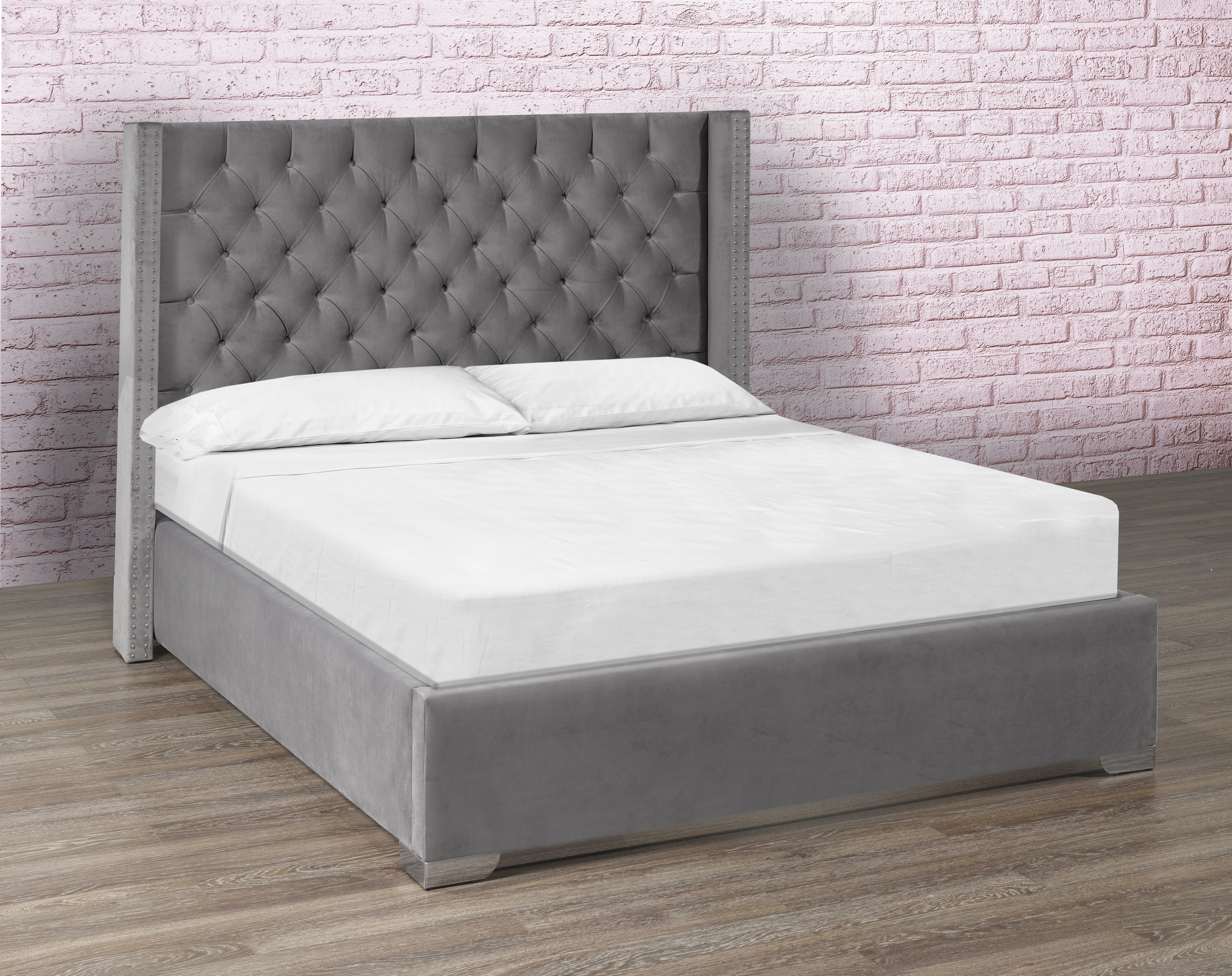 Tulita Platform Bed - Grey Velvet