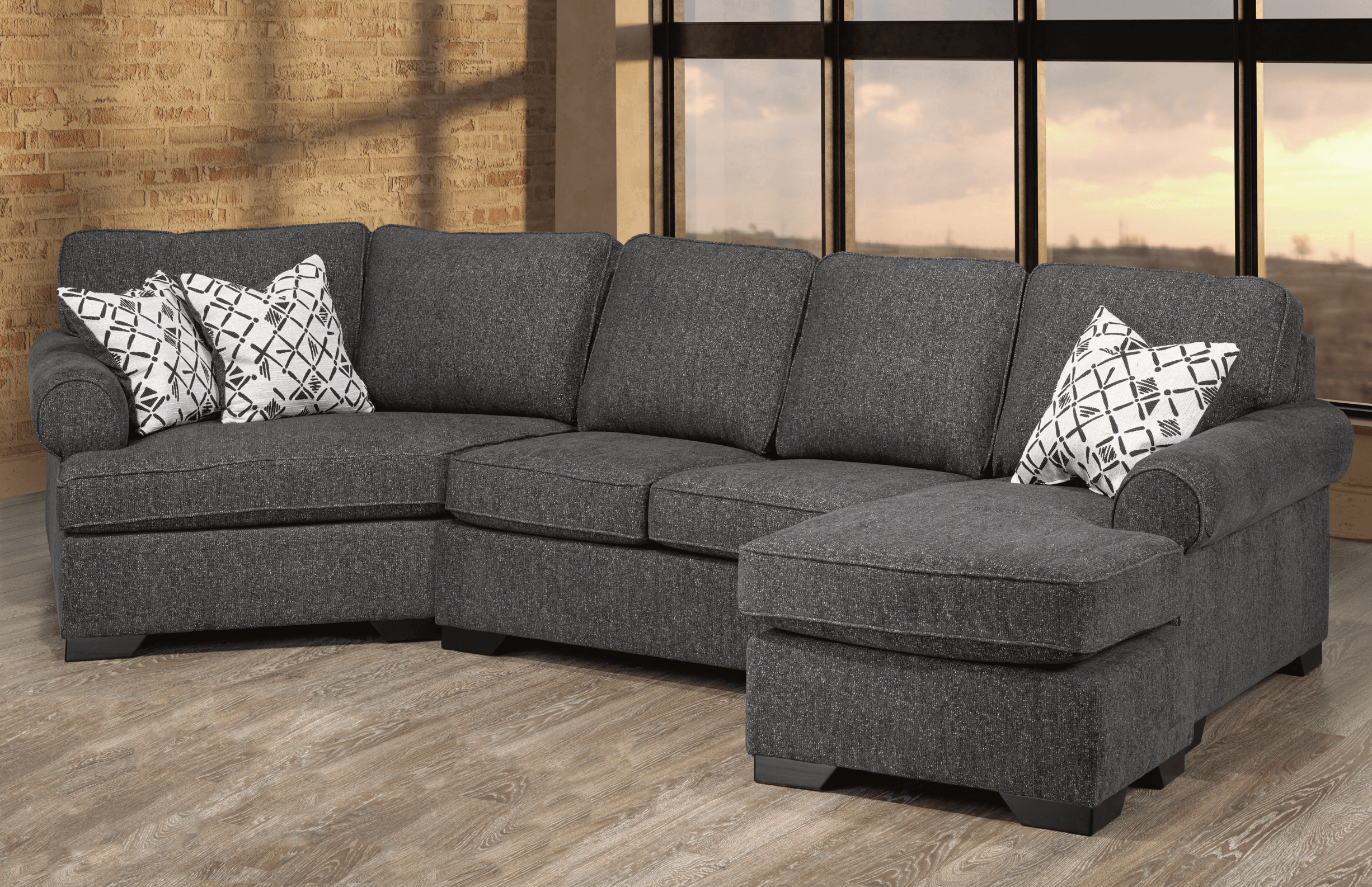 Loretto Cuddler Sectional - Dark Grey