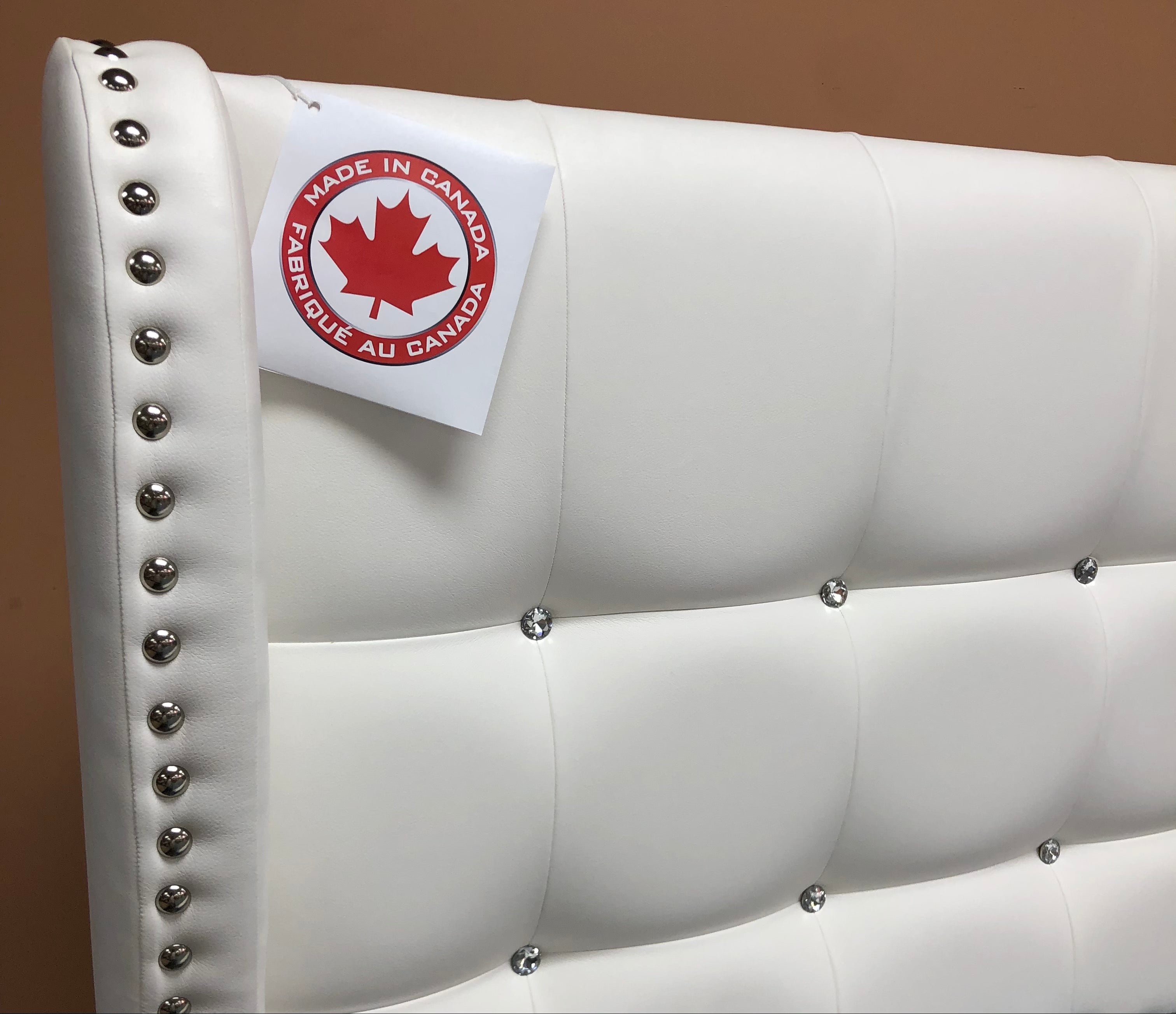 Walden Platform Bed - White Leatherette - Canadian Furniture
