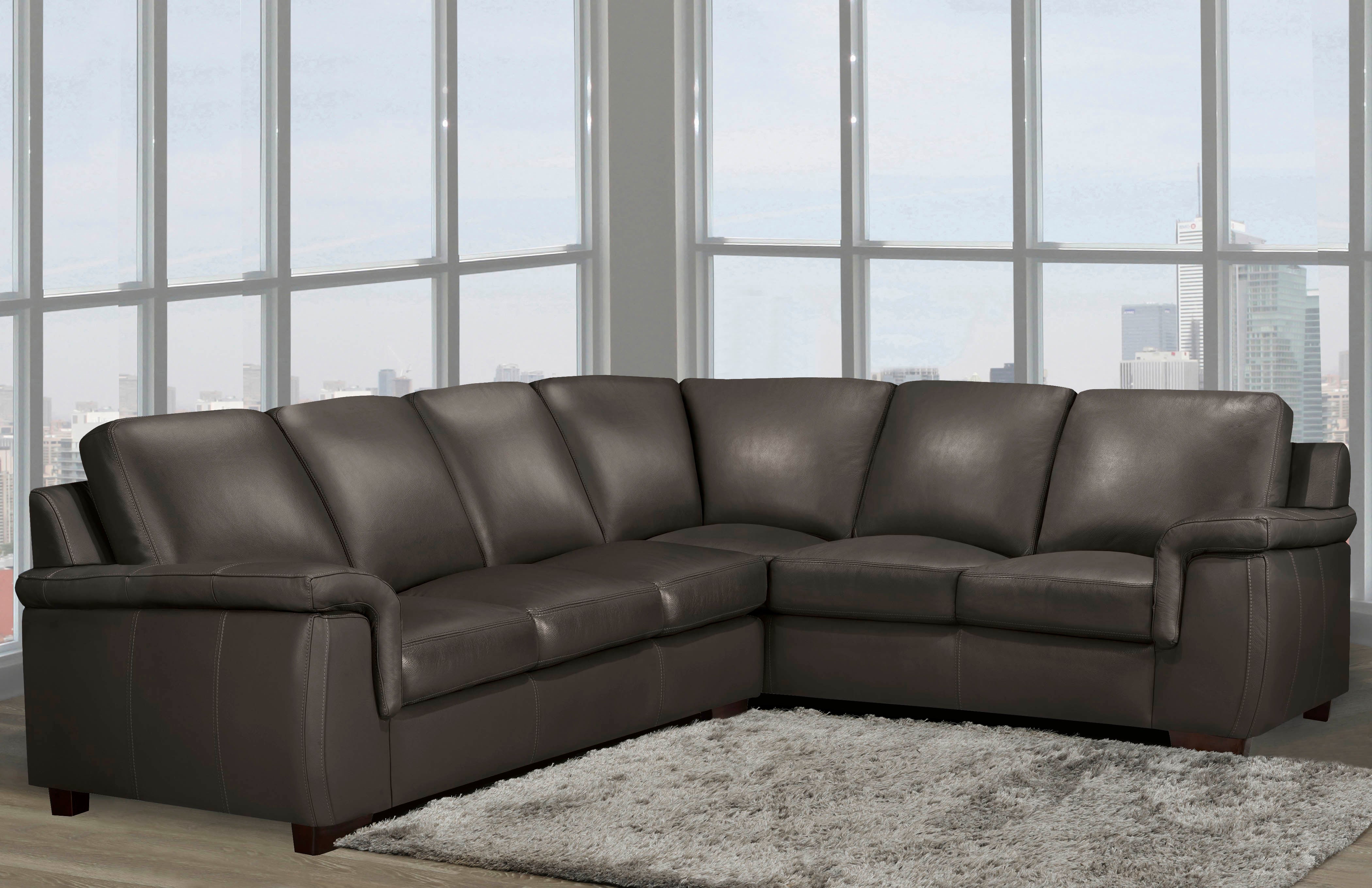 Kingston Sectional - Mocha Genuine Leather