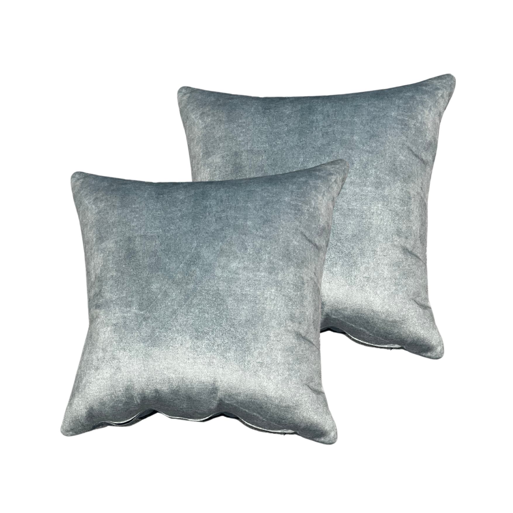 Wavy Blue Velvet 18” x 18” Toss Pillows (Set of 2)