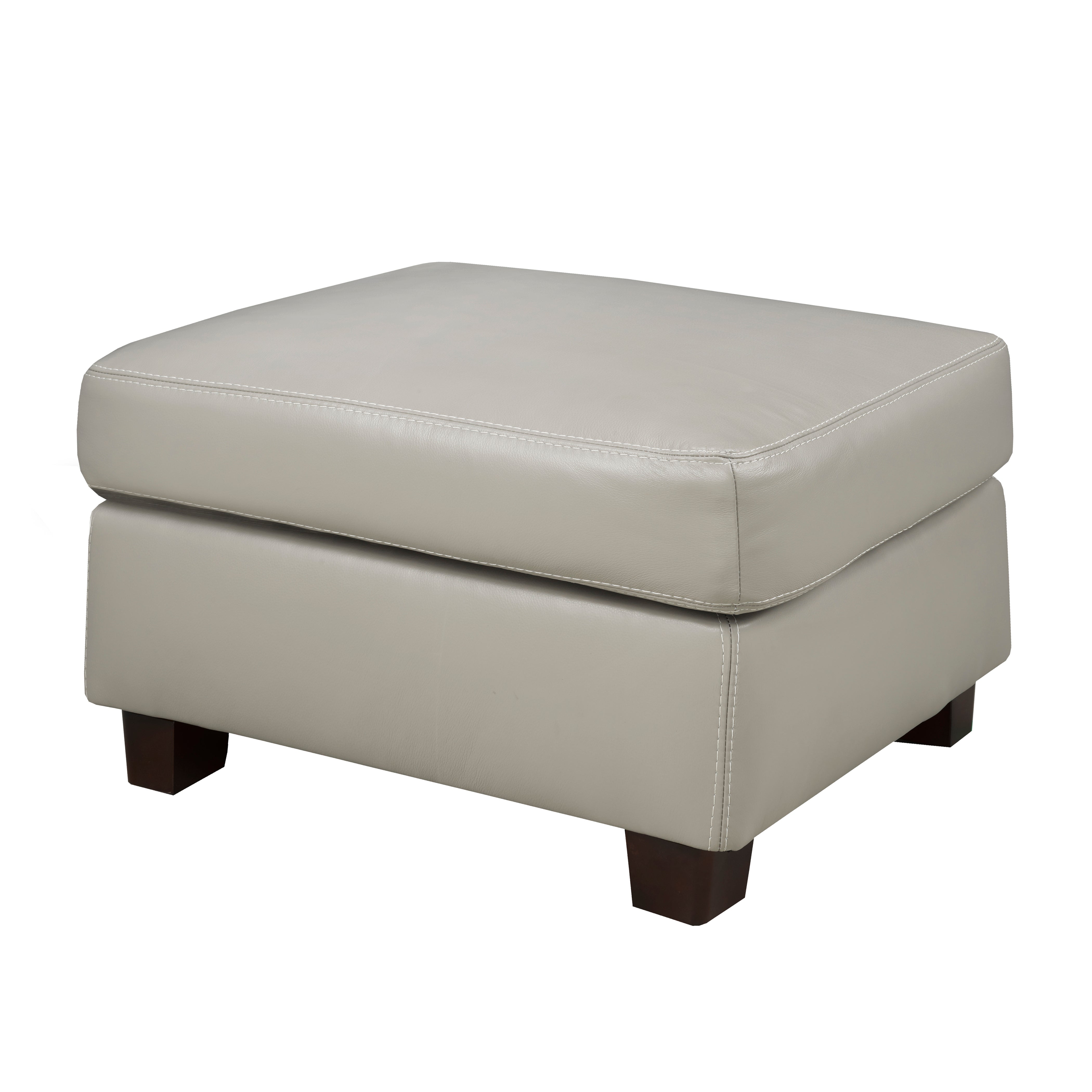 London Ottoman - Cloud Grey Genuine Leather