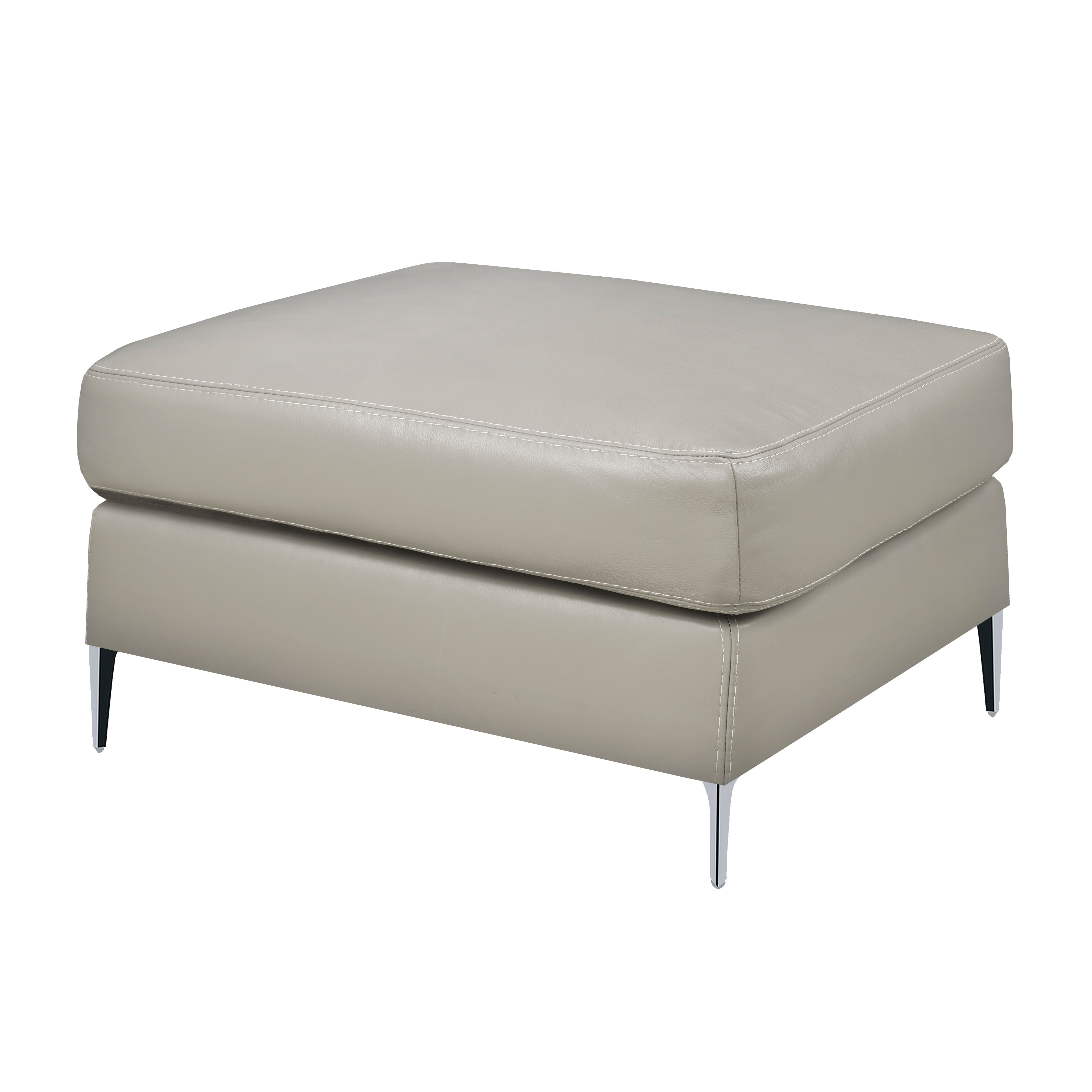 Windsor Ottoman - Cloud Grey Genuine Leather