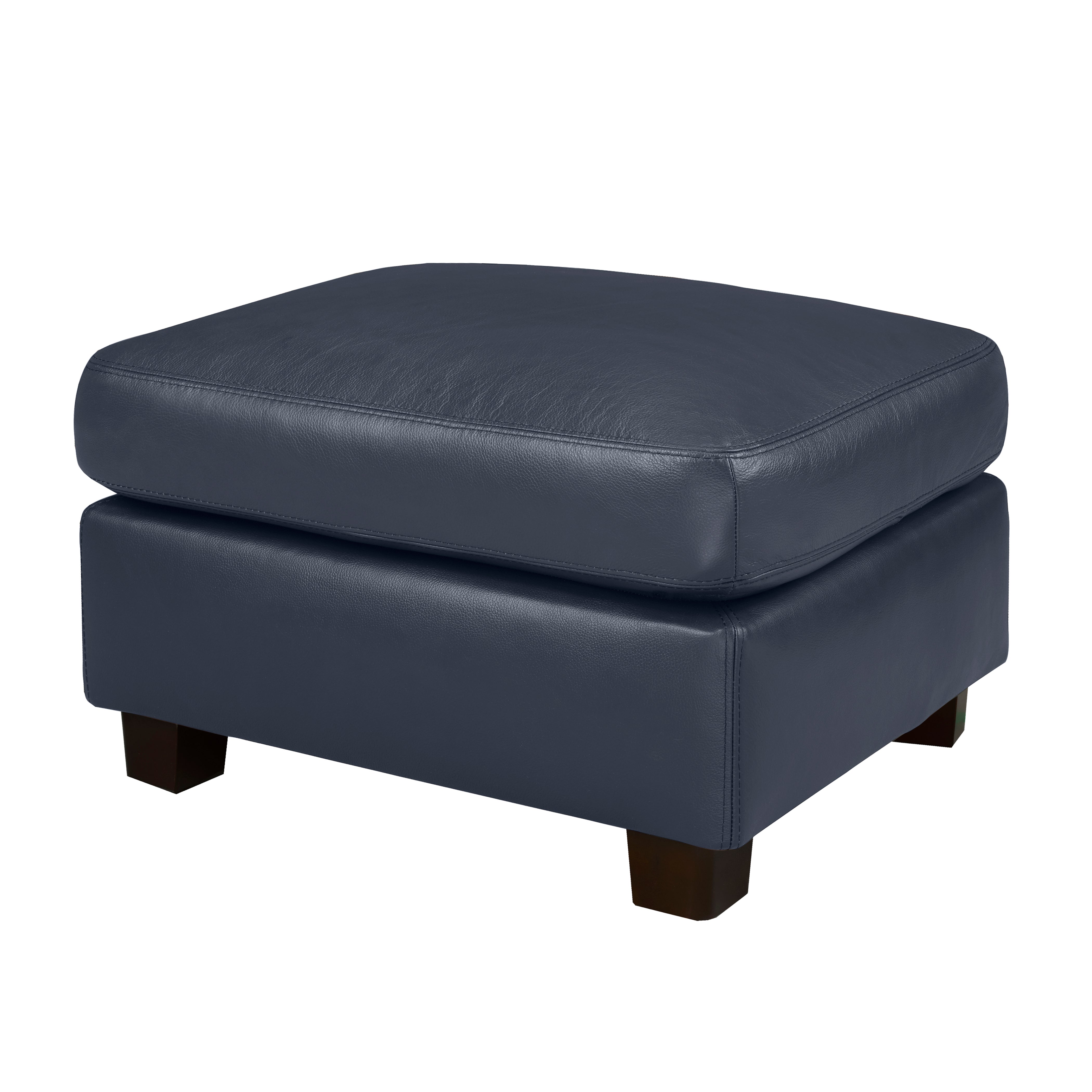 London Ottoman - Navy Genuine Leather