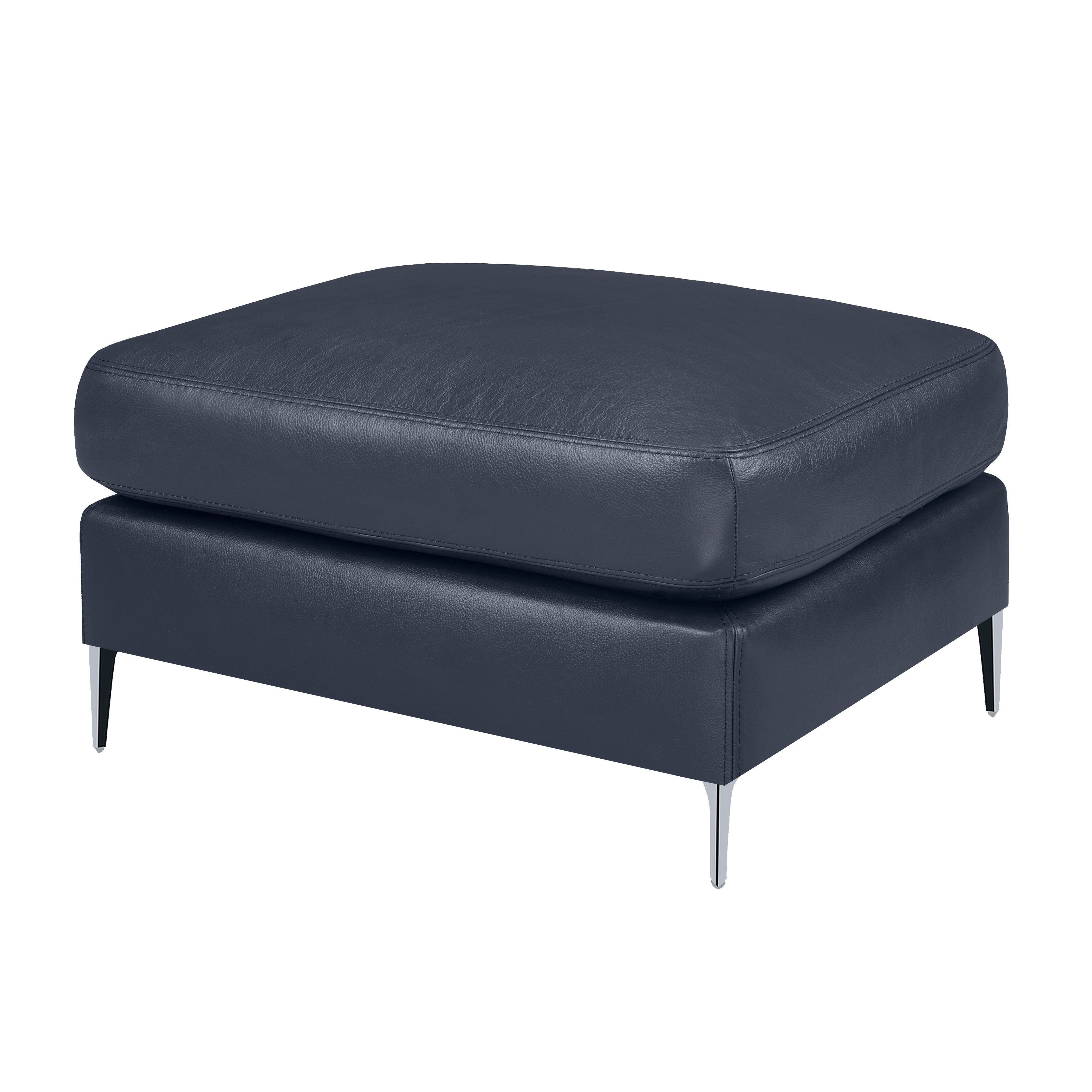 Windsor Ottoman - Navy Genuine Leather