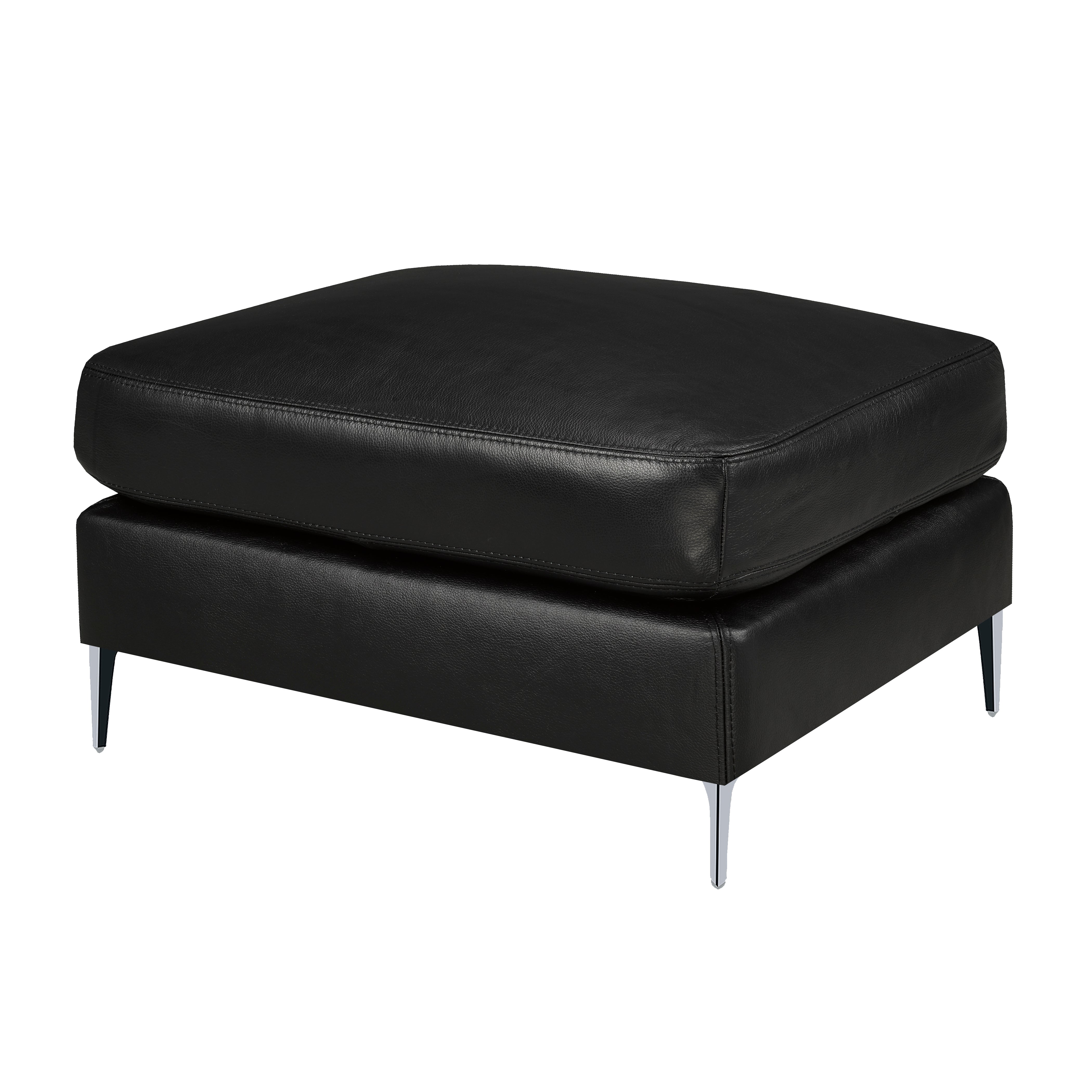 Windsor Ottoman - Raven Genuine Leather