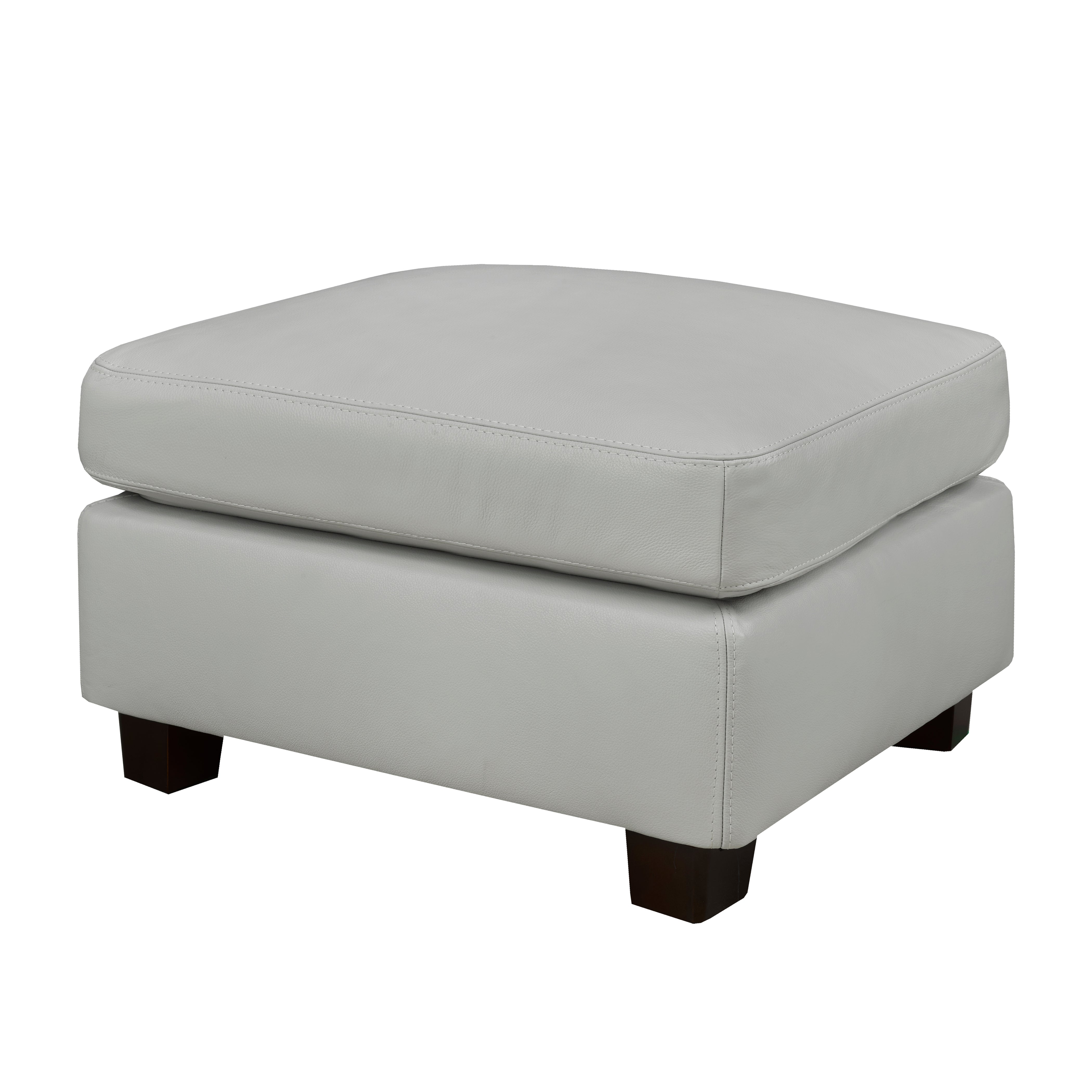 London Ottoman - Silver Grey Genuine Leather