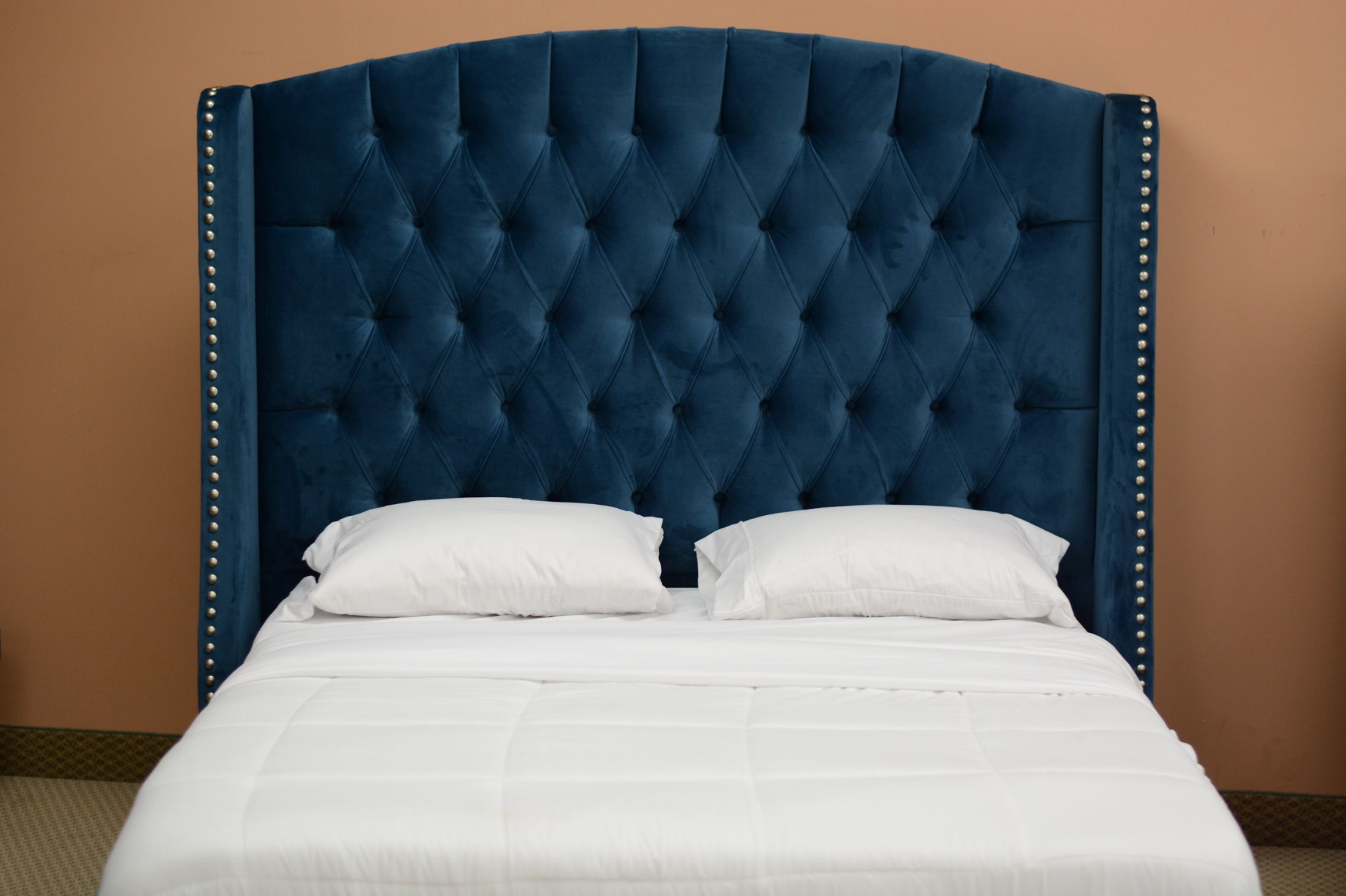 Pasadena Platform Bed - Blue Velvet - Canadian Furniture