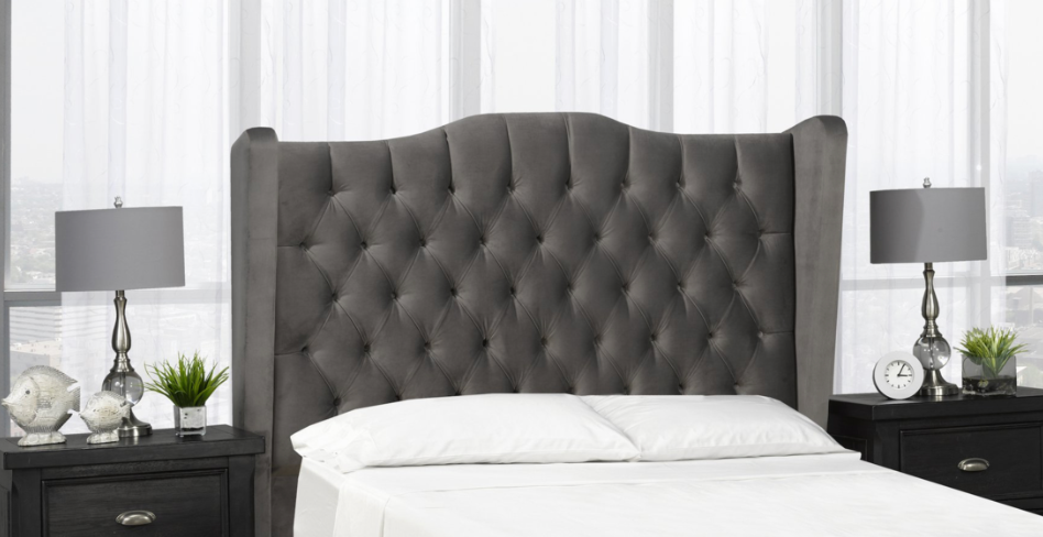 Tucana Headboard - Dark Grey Velvet - Canadian Furniture