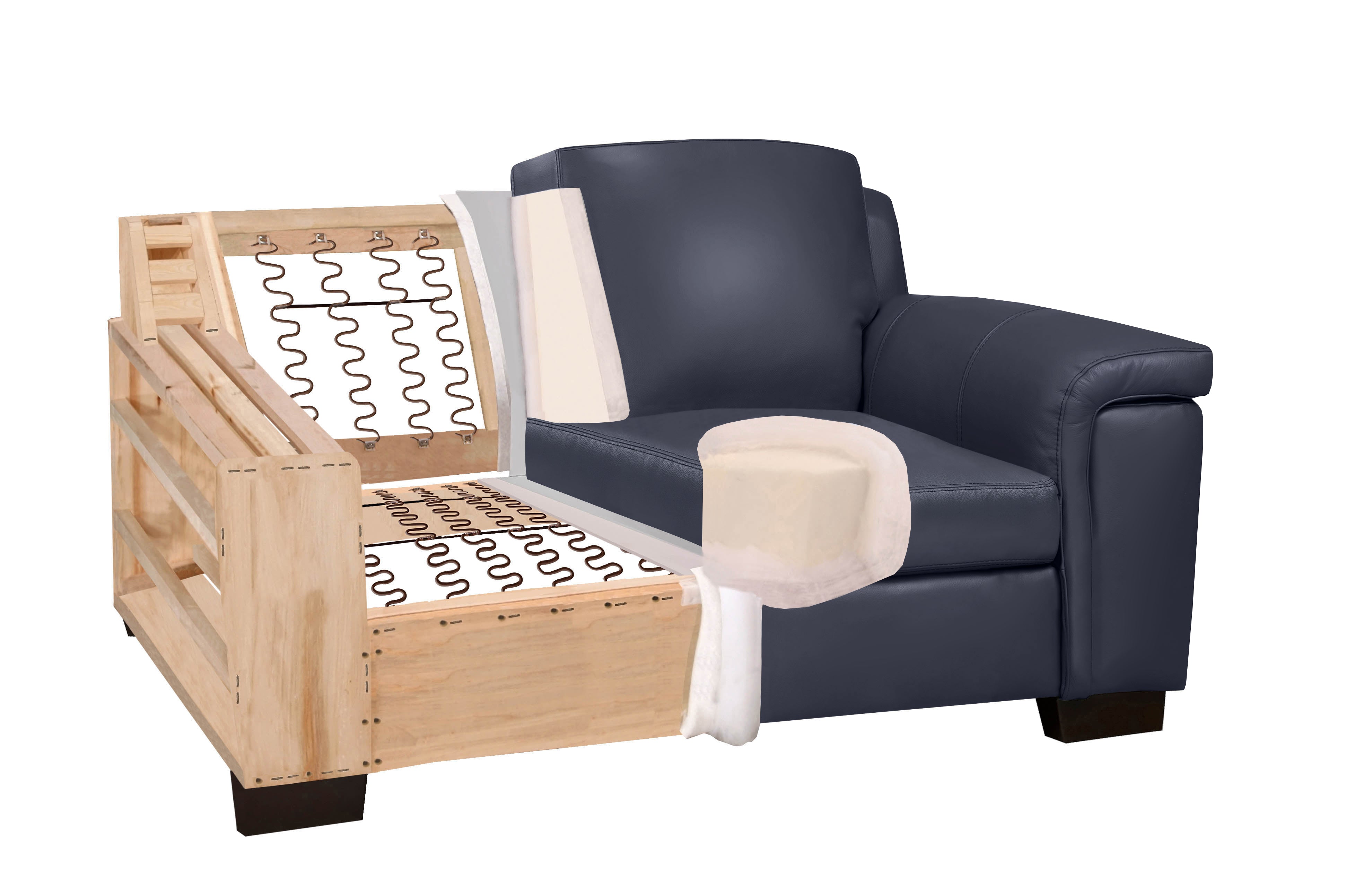 Melville Sofa - Navy Genuine Leather - Canadian Furniture