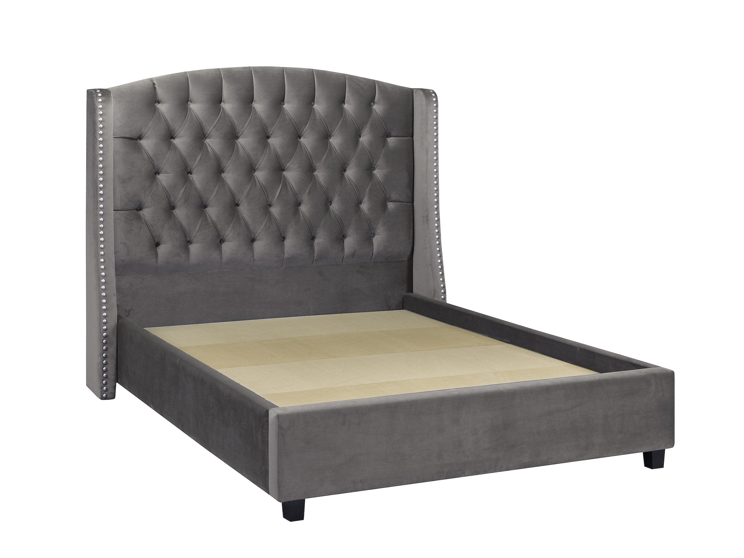 Pasadena Platform Bed - Grey Velvet - Canadian Furniture