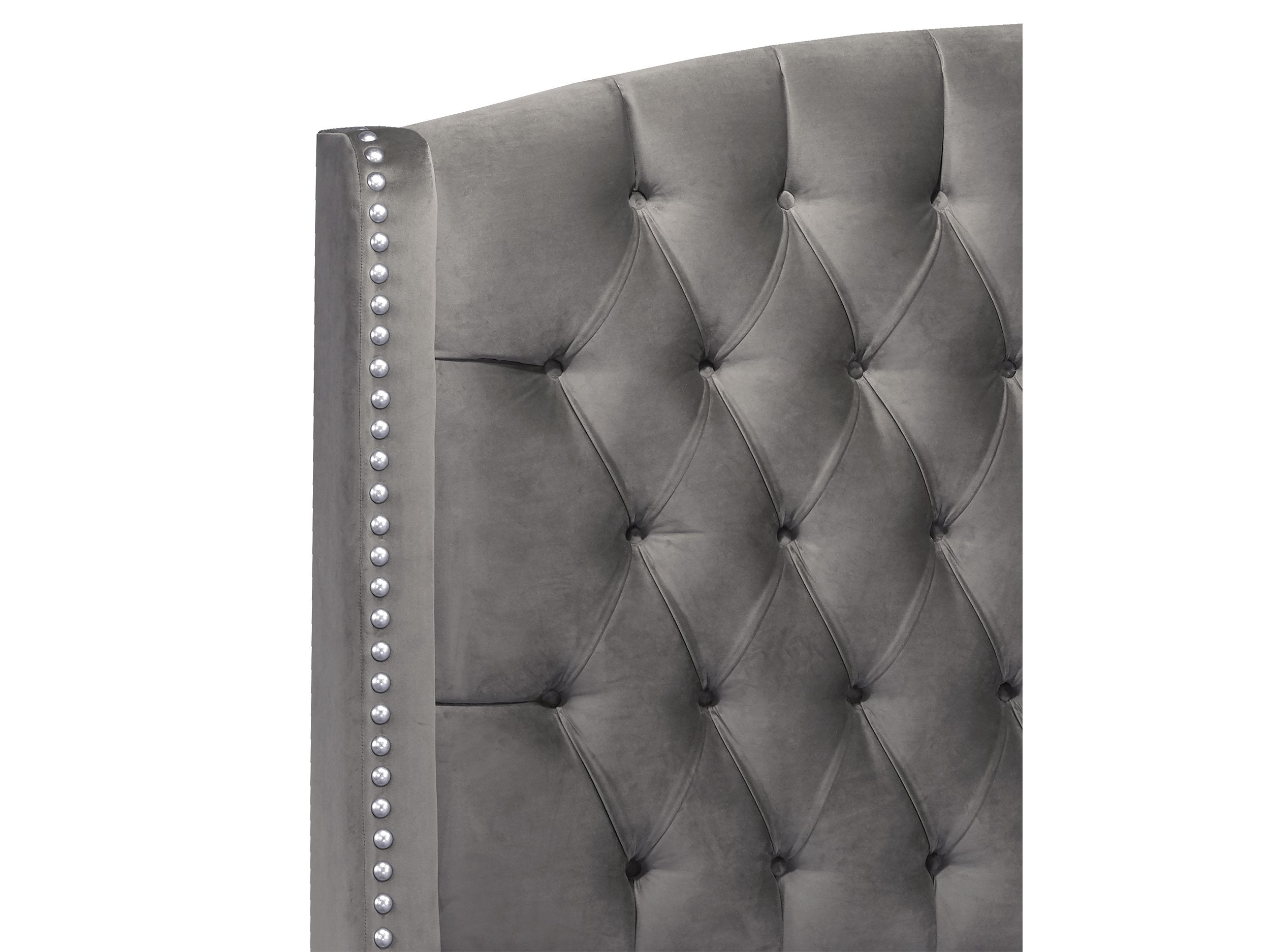 Pasadena Platform Bed - Grey Velvet - Canadian Furniture