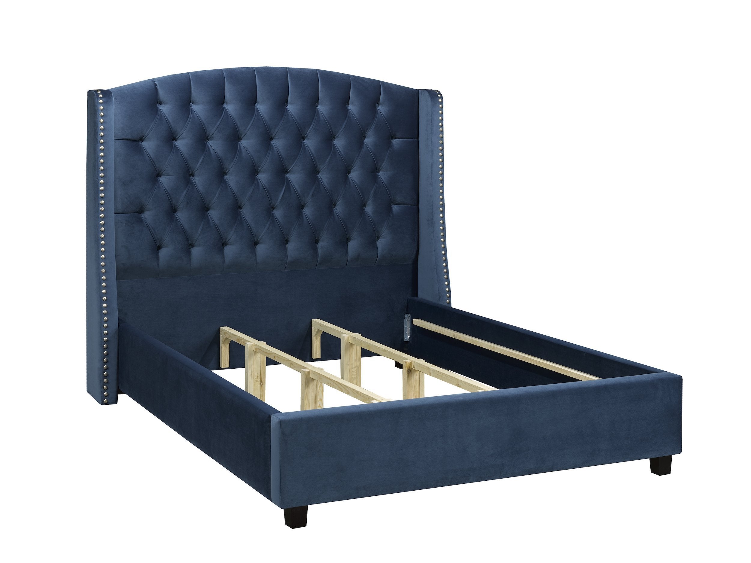 Pasadena Platform Bed - Blue Velvet - Canadian Furniture