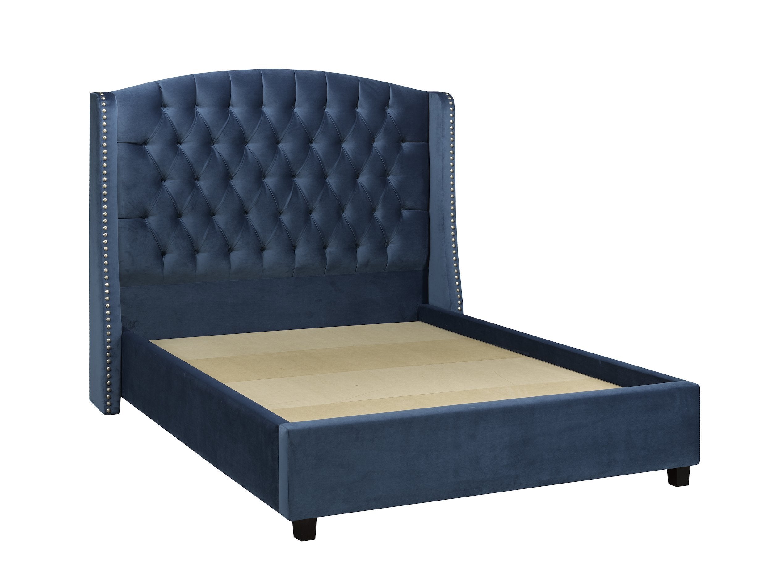 Pasadena Platform Bed - Blue Velvet - Canadian Furniture