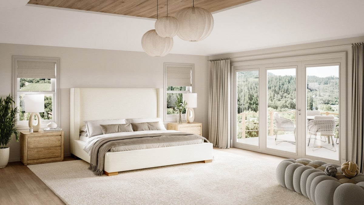 Solina Platform Bed - Ivory Linen