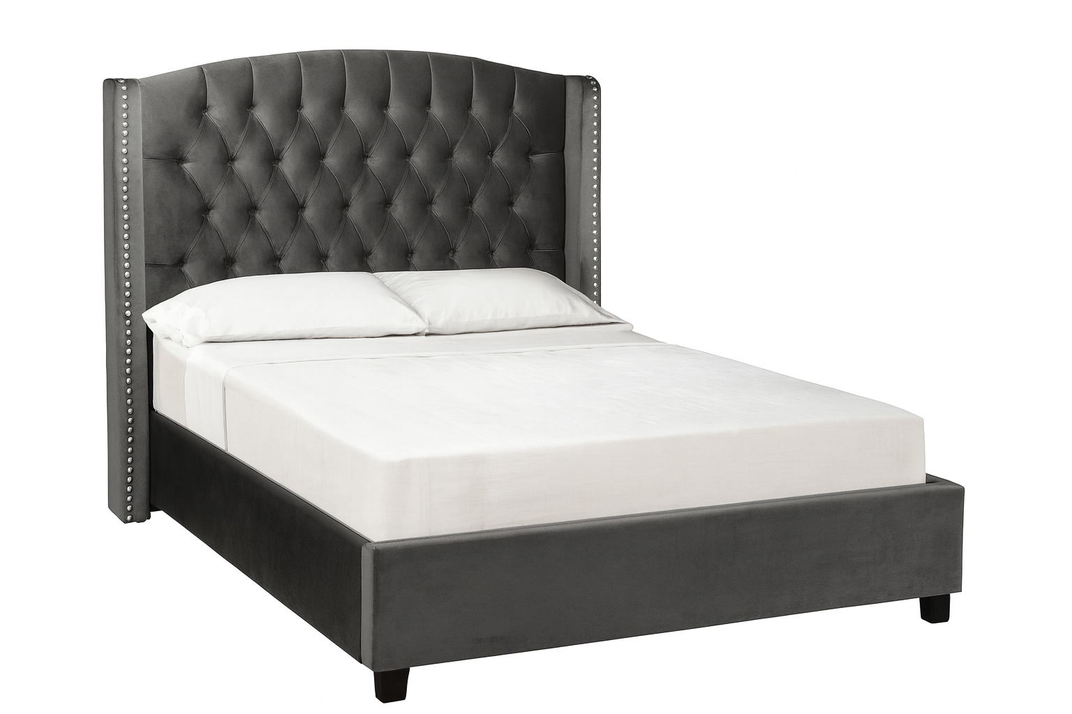 Pasadena Platform Bed - Grey Velvet
