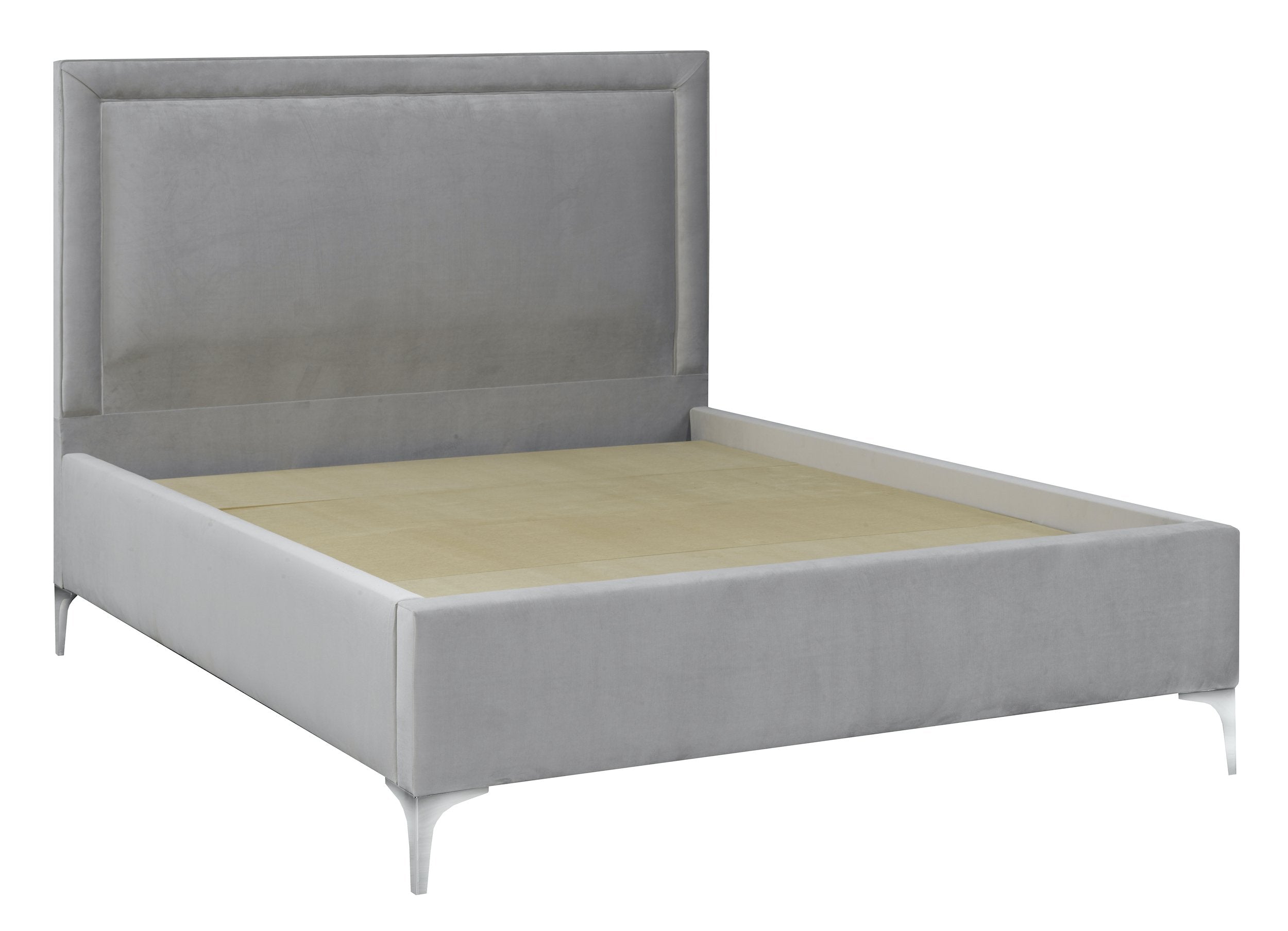 Carlyle Platform Bed - Grey Velvet - Canadian Furniture