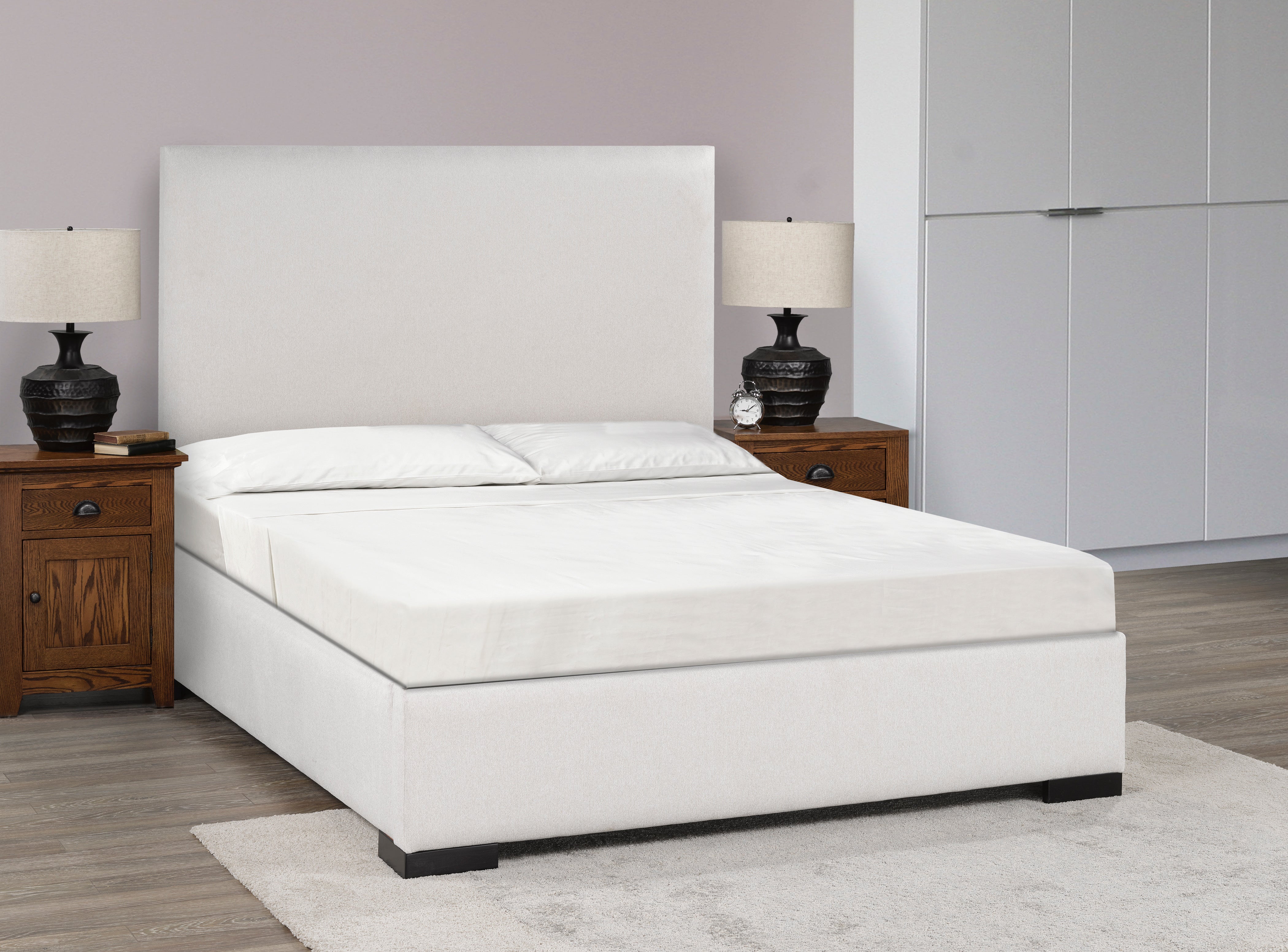 Sundre Platform Bed - Ivory Linen - Canadian Furniture