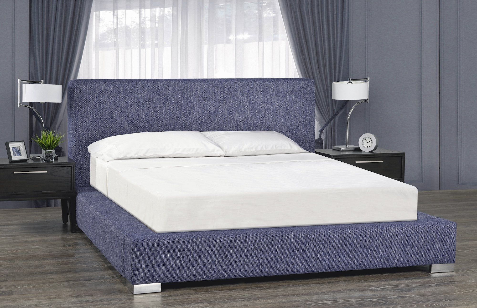 Hudson Platform Bed - Blue Linen - Canadian Furniture