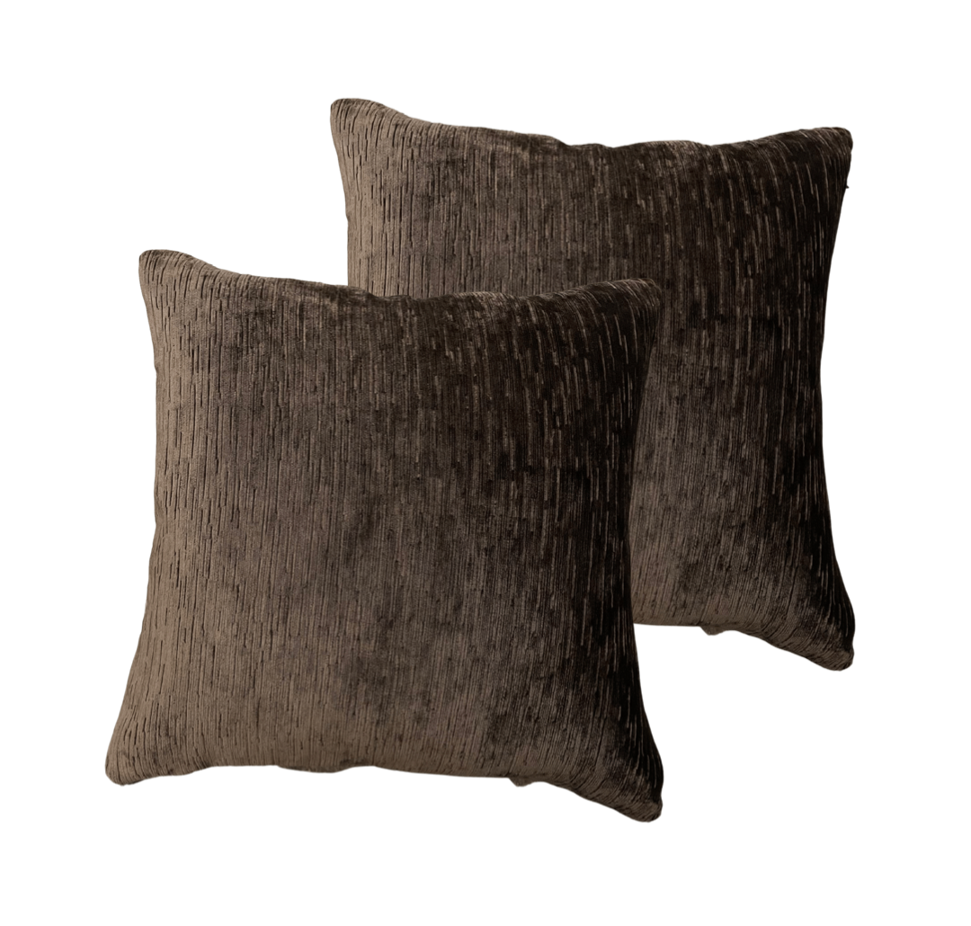 Brown Velvet 20” x 20” Toss Pillows (Set of 2)