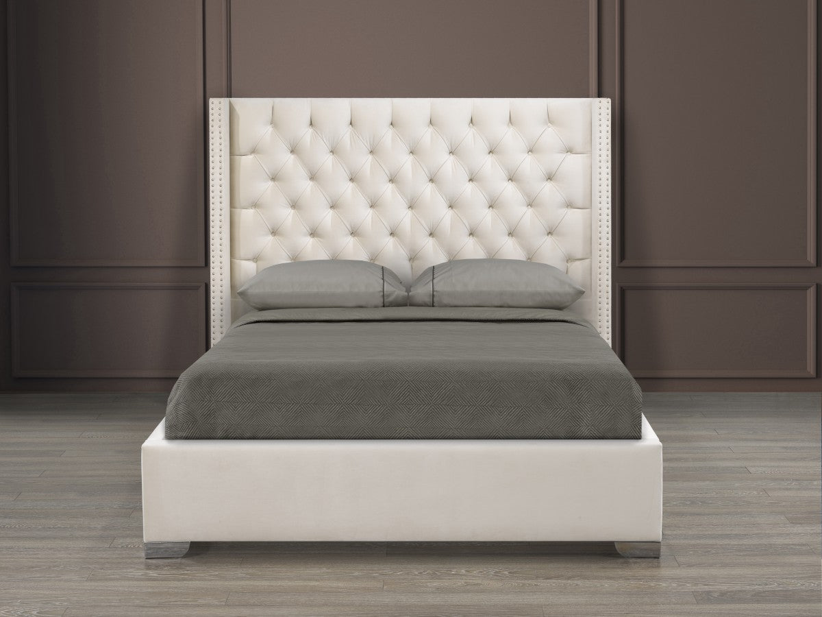 Tulita Platform Bed - Cream Velvet