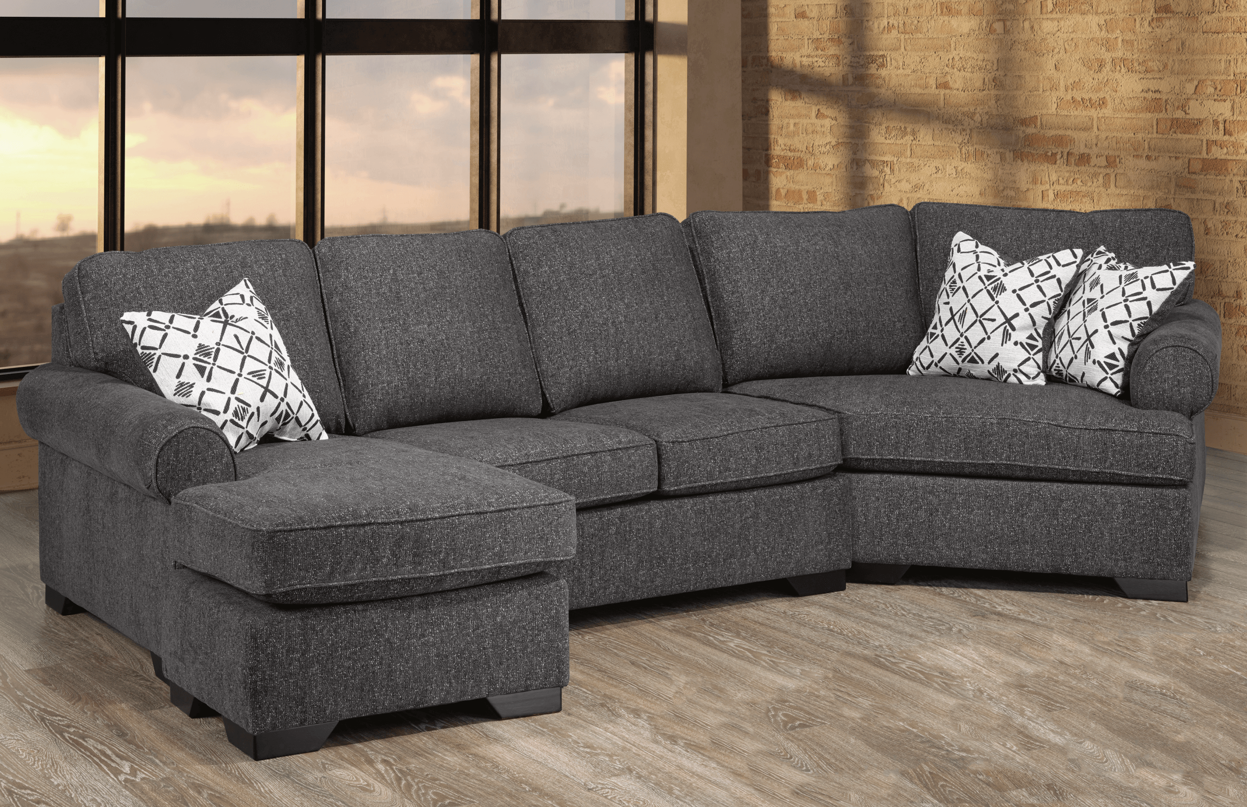 Loretto Cuddler Sectional - Dark Grey