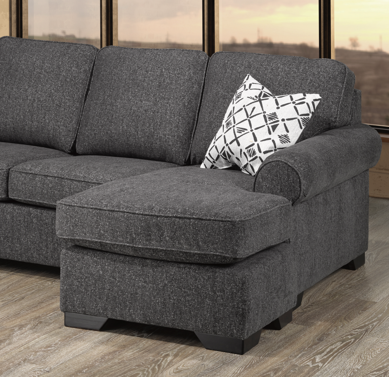 Loretto Cuddler Sectional - Dark Grey