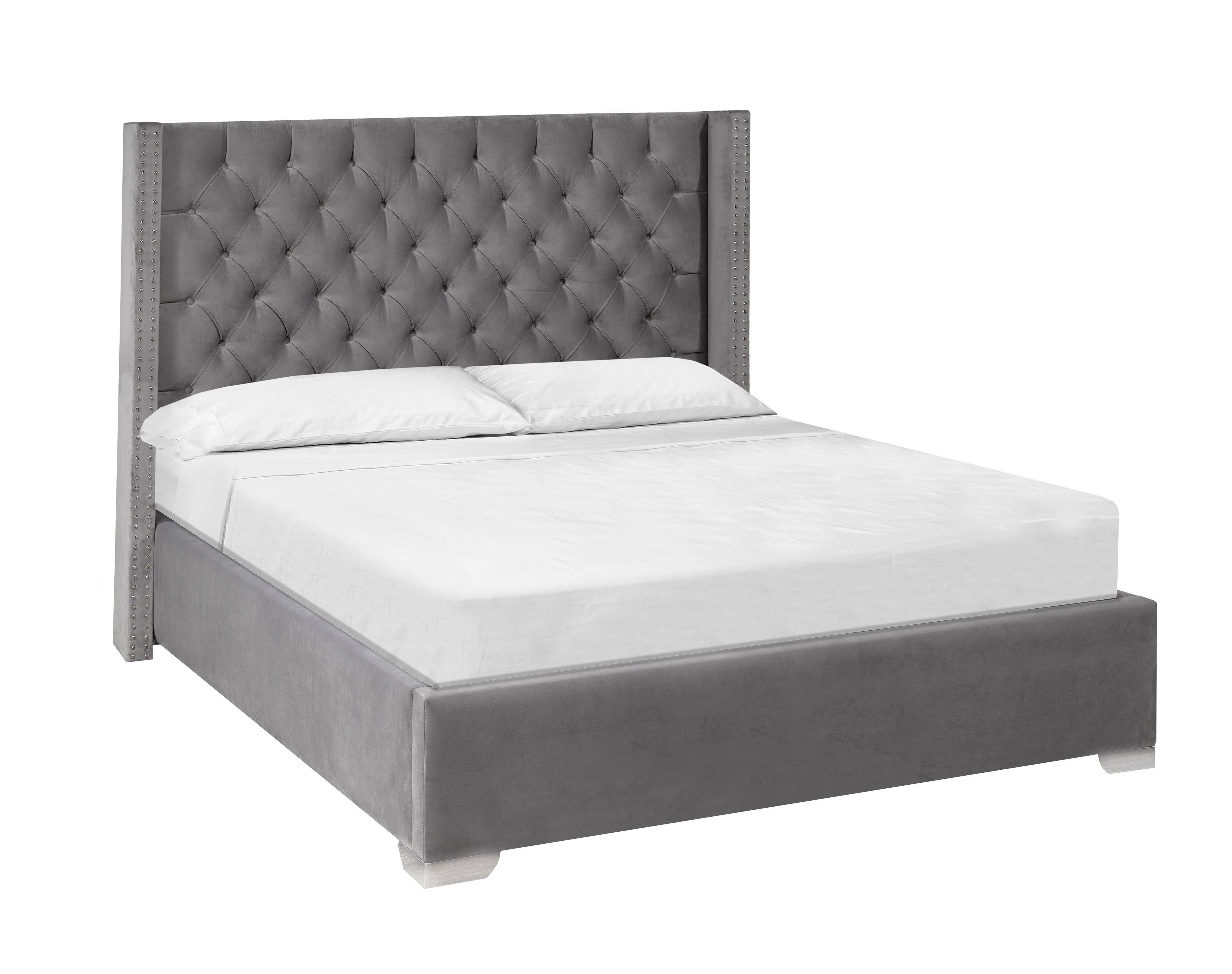 Tulita Platform Bed - Grey Velvet