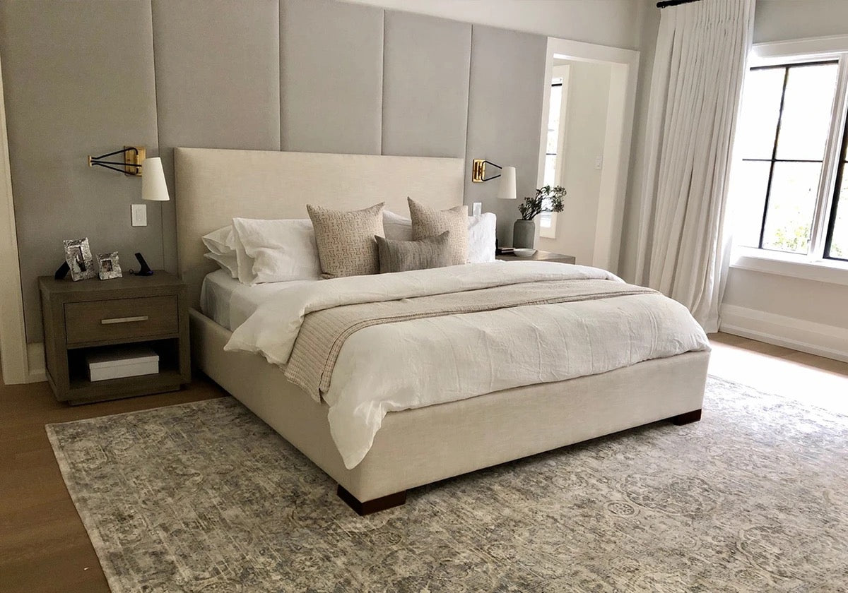 Sundre Platform Bed - Beige Linen - Canadian Furniture