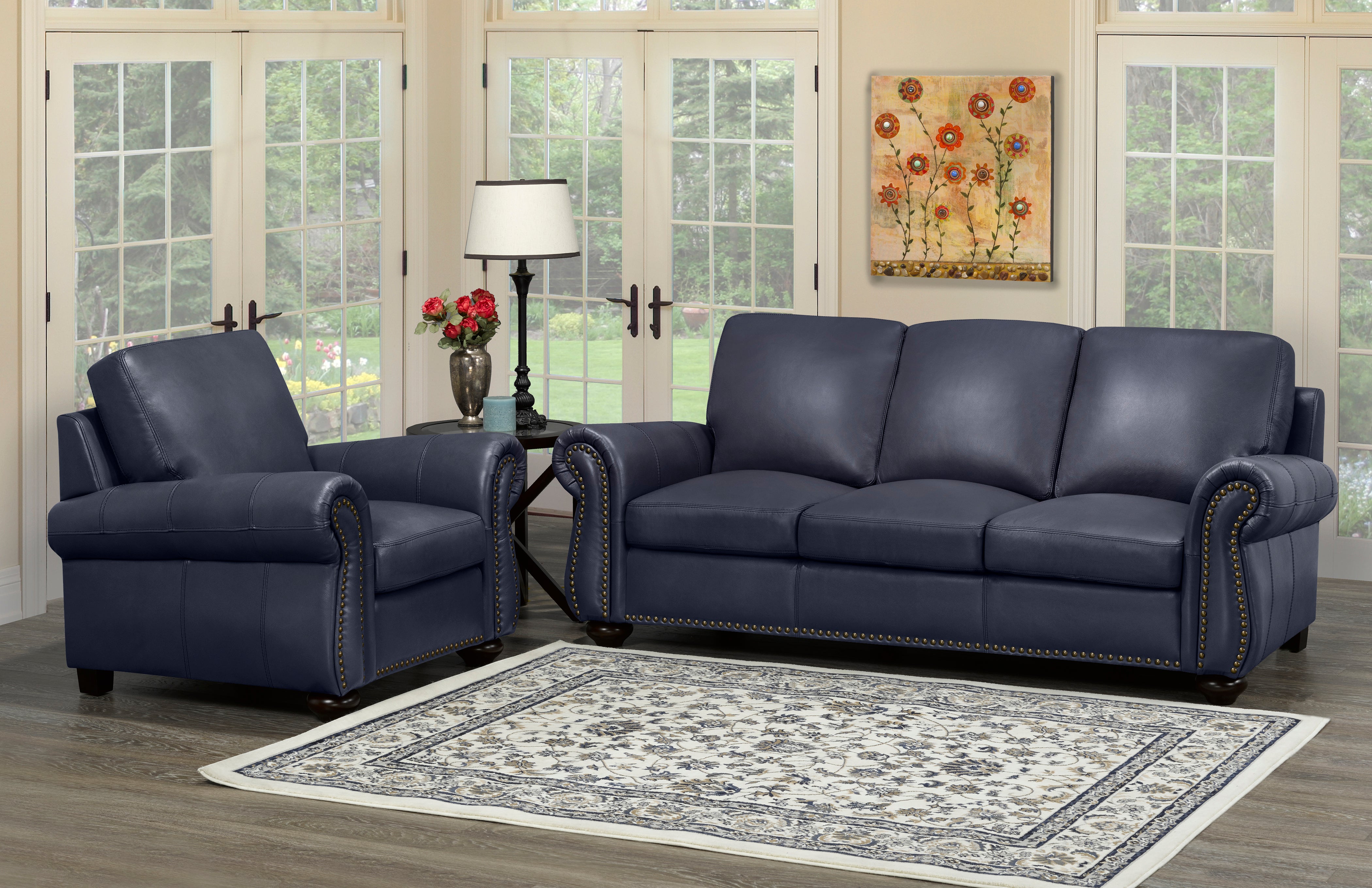 Whistler Sofa Series - Navy Genuine Leather