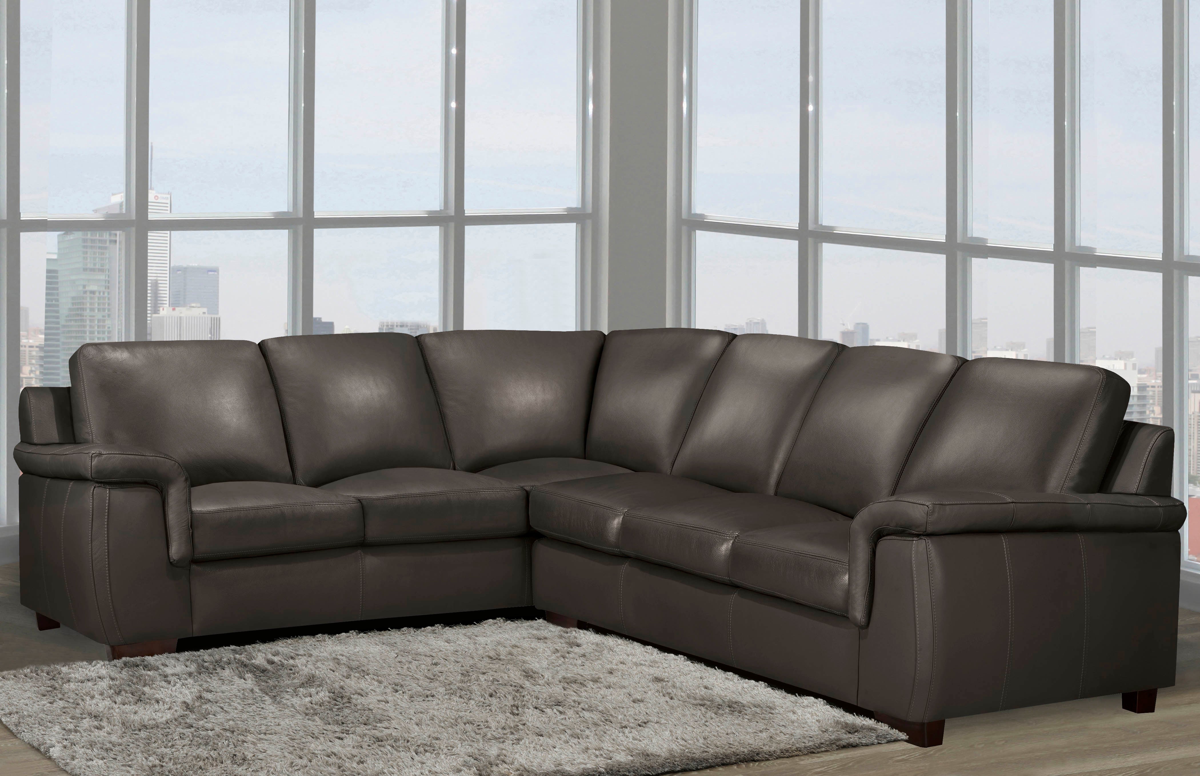 Kingston Sectional - Mocha Genuine Leather