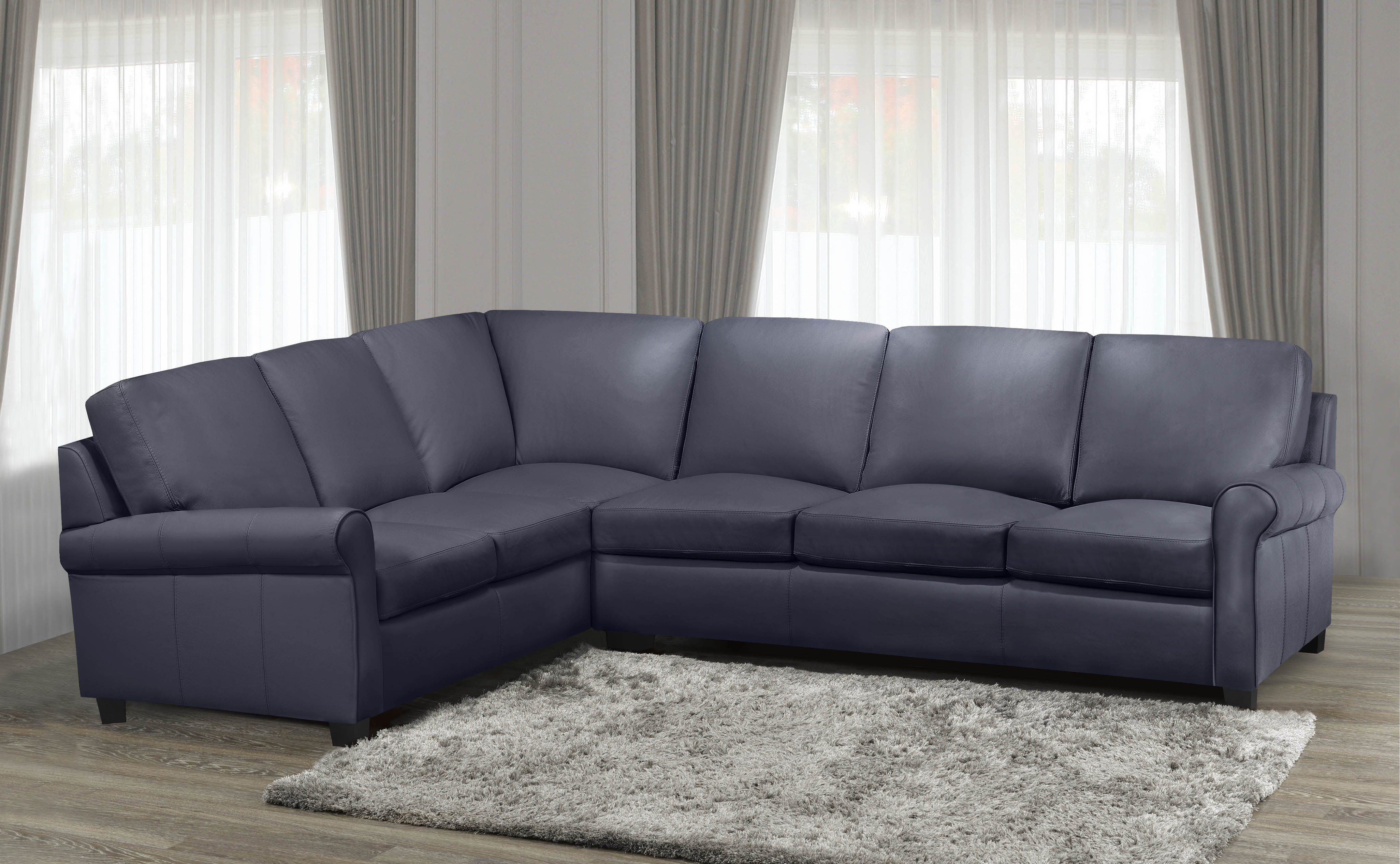 Lima Sectional - Navy Genuine Leather