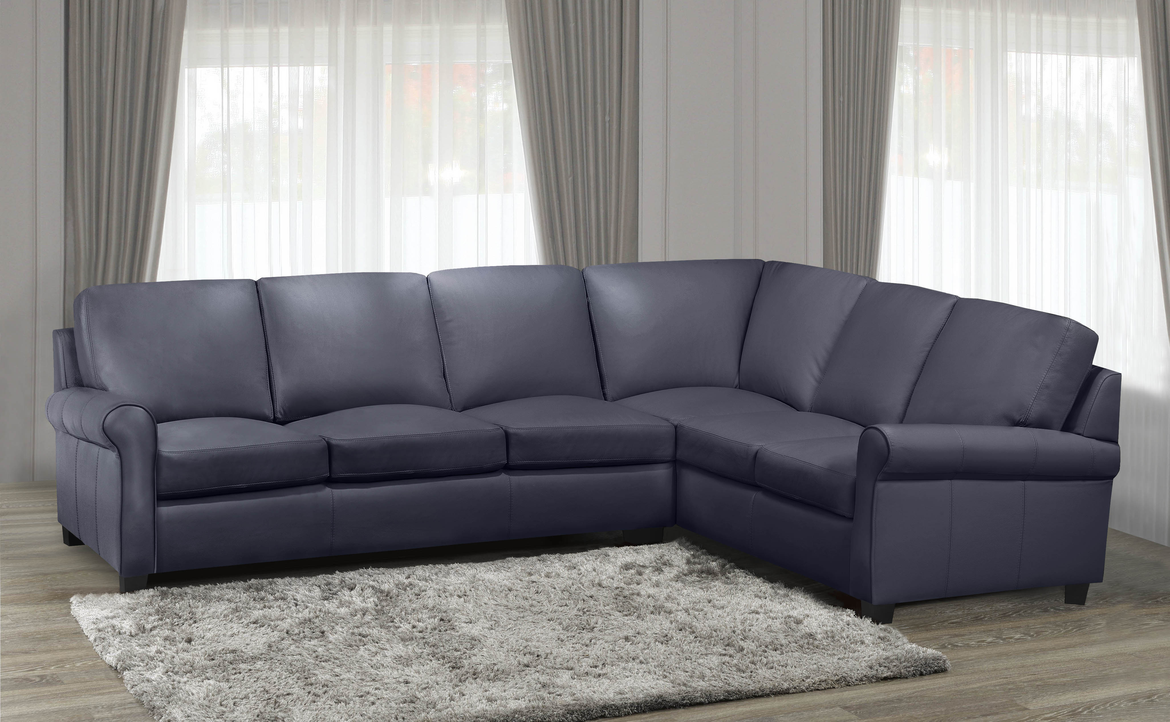 Lima Sectional - Navy Genuine Leather