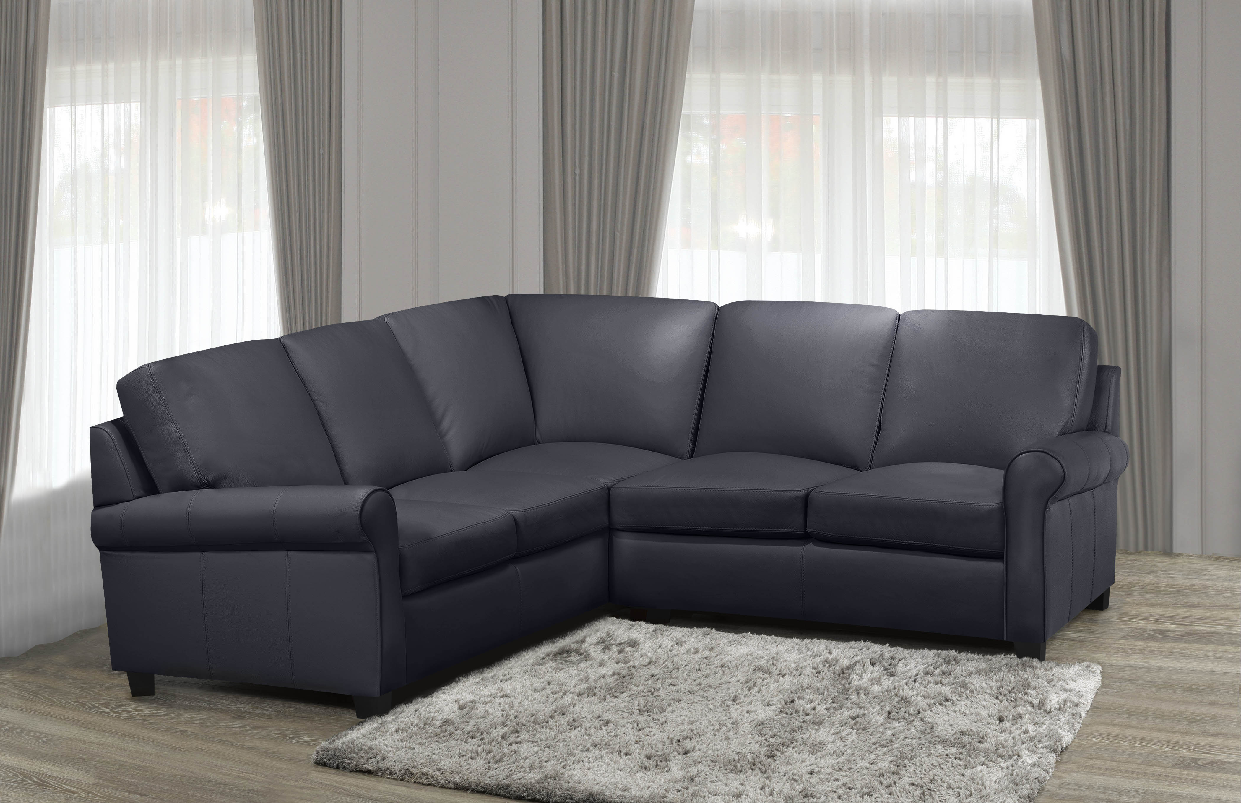 Lima Sectional - Navy Genuine Leather
