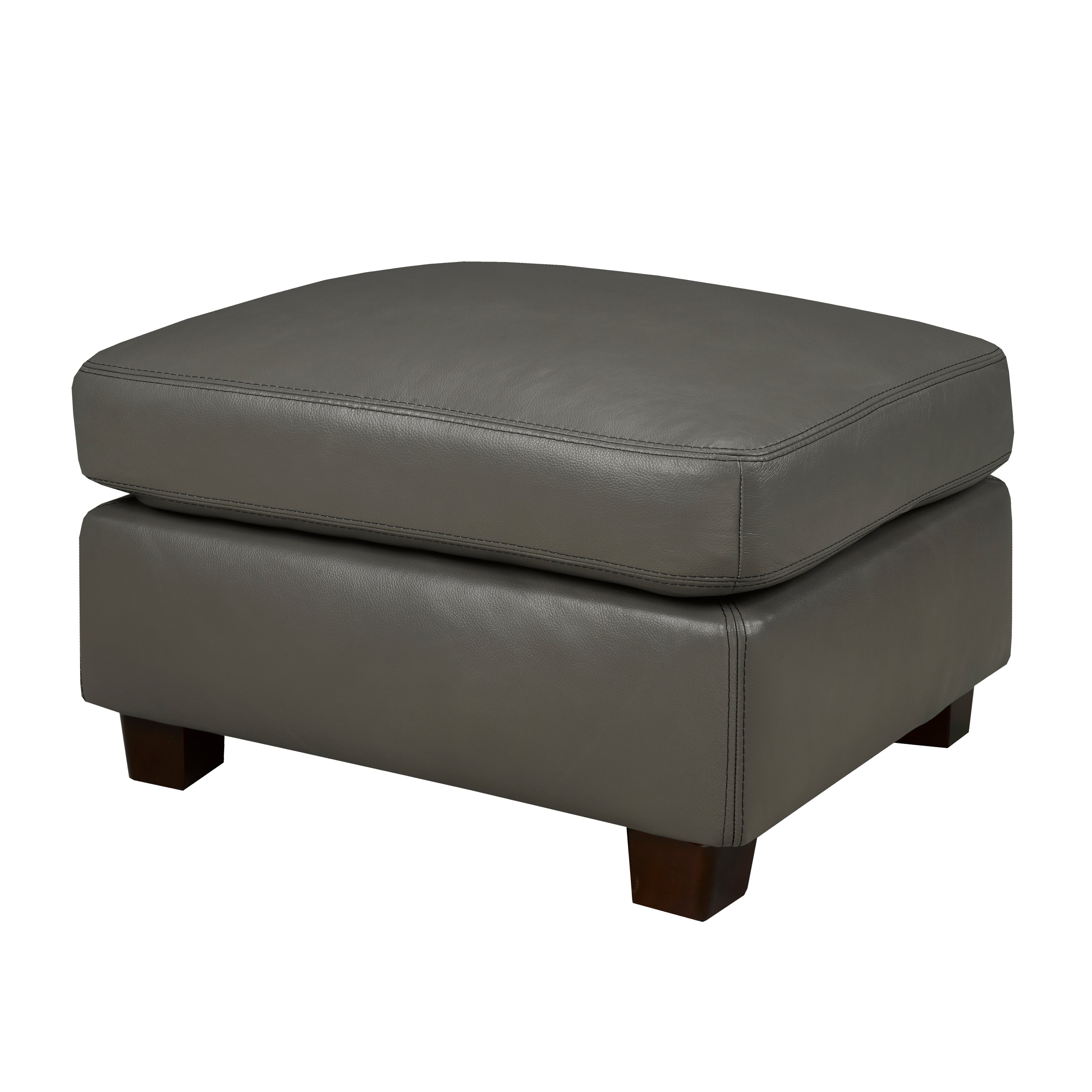 London Ottoman - Stone Grey Genuine Leather