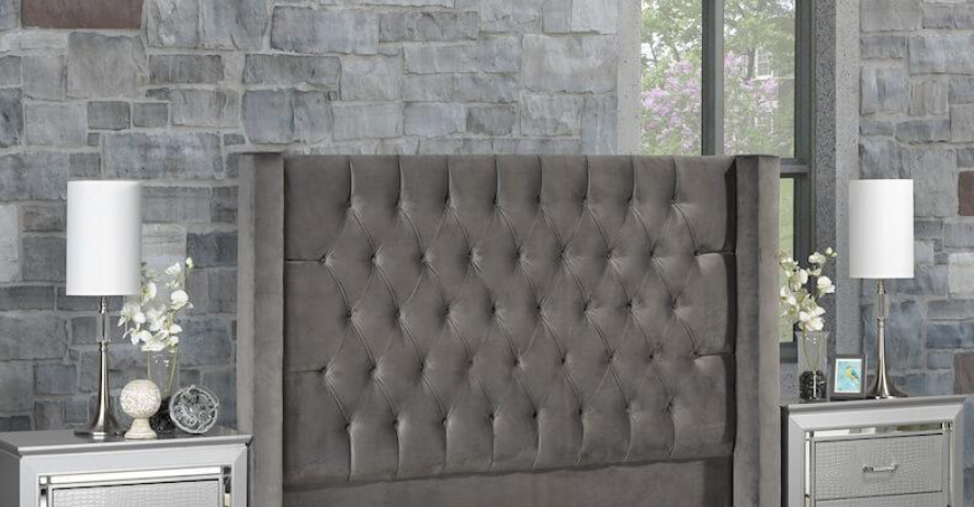Odessa Headboard - Dark Grey Velvet - Canadian Furniture