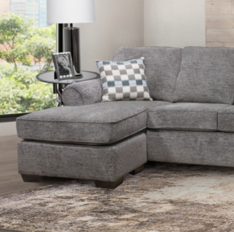 Round Arm Grey Cuddler Chaise Sectional Made In Canada