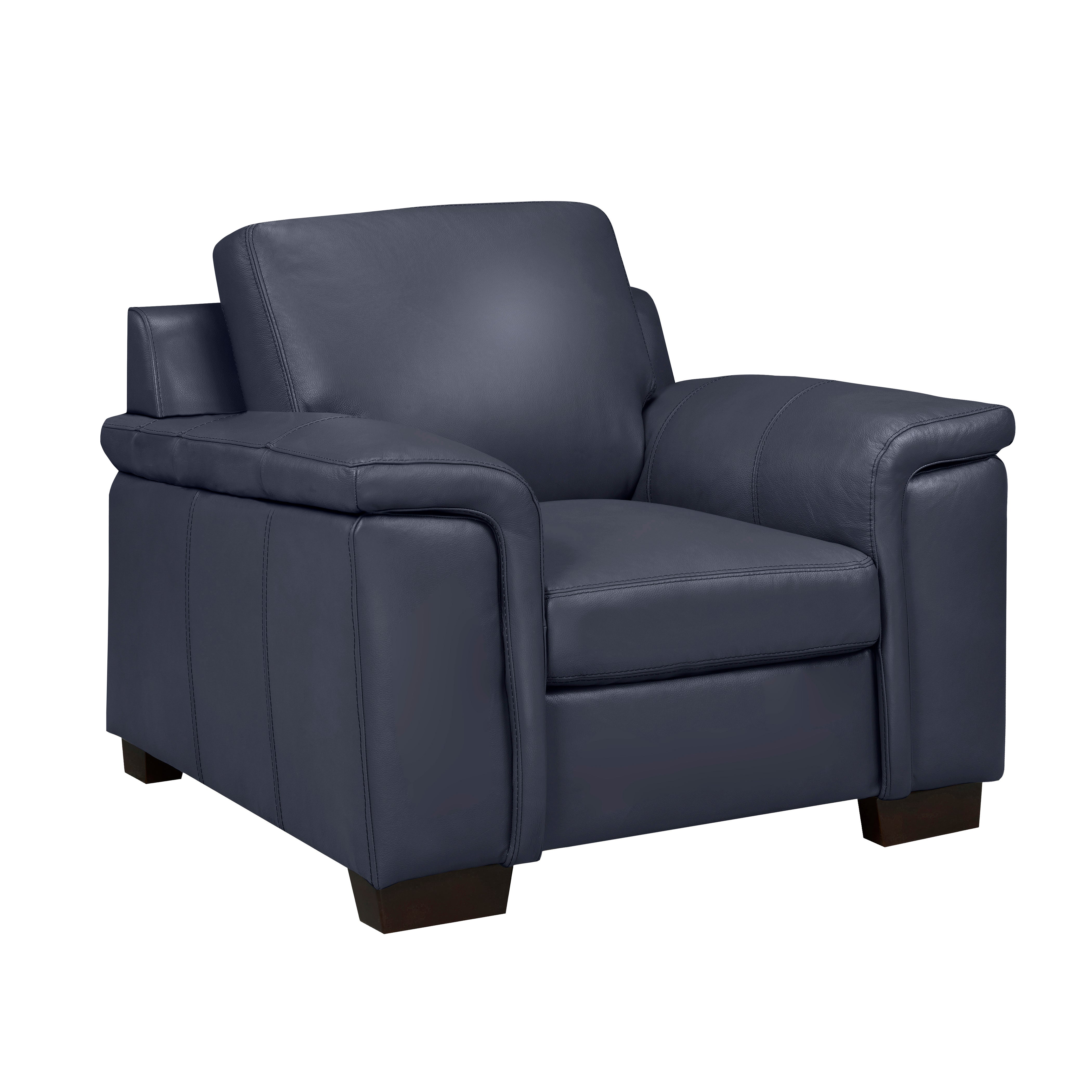 Melville Sofa Series - Navy Genuine Leather - Canadian Furniture