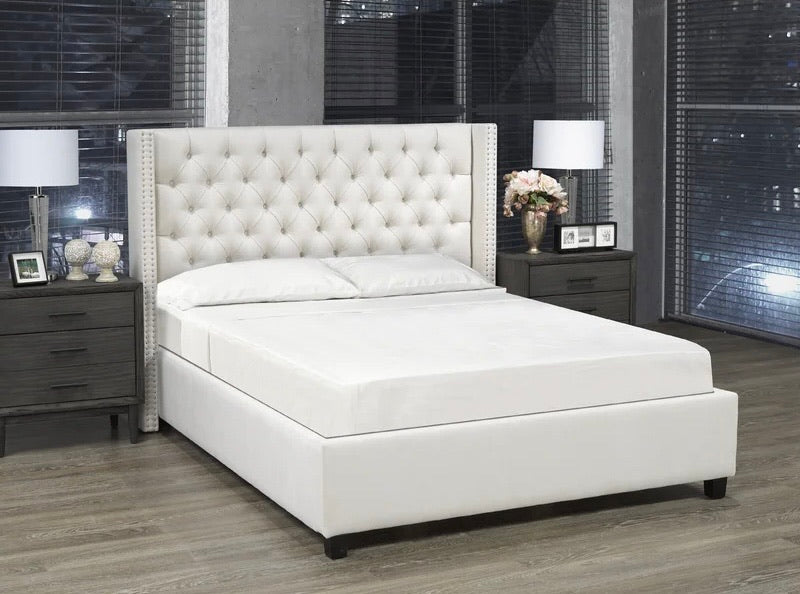 Tulita Platform Bed - Ivory Linen - Canadian Furniture