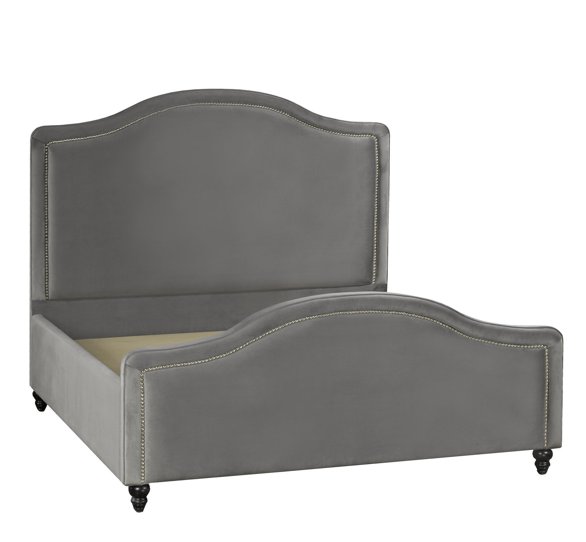 Kensington Platform Bed - Premium Light Grey Velvet - Canadian Furniture